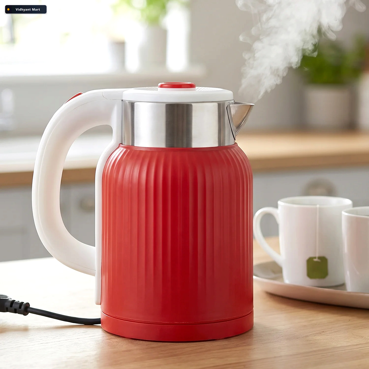 Vidhyant Mart Electric Kettle 2 Litre 1500w Red For Tea Coffee M 2