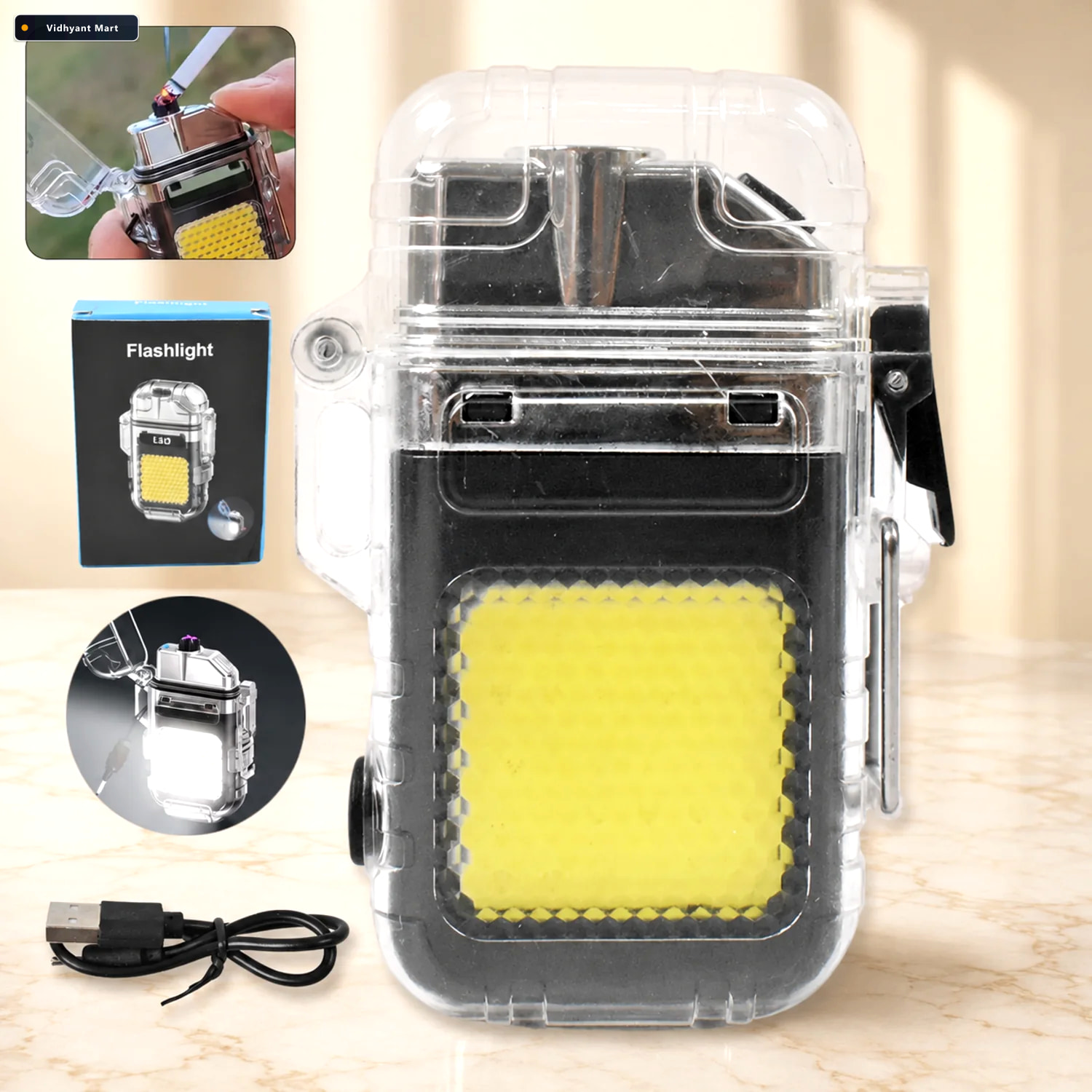 Vidhyant Mart Electric Lighter Flashlight Usb Rechargeable 3 Mod 1