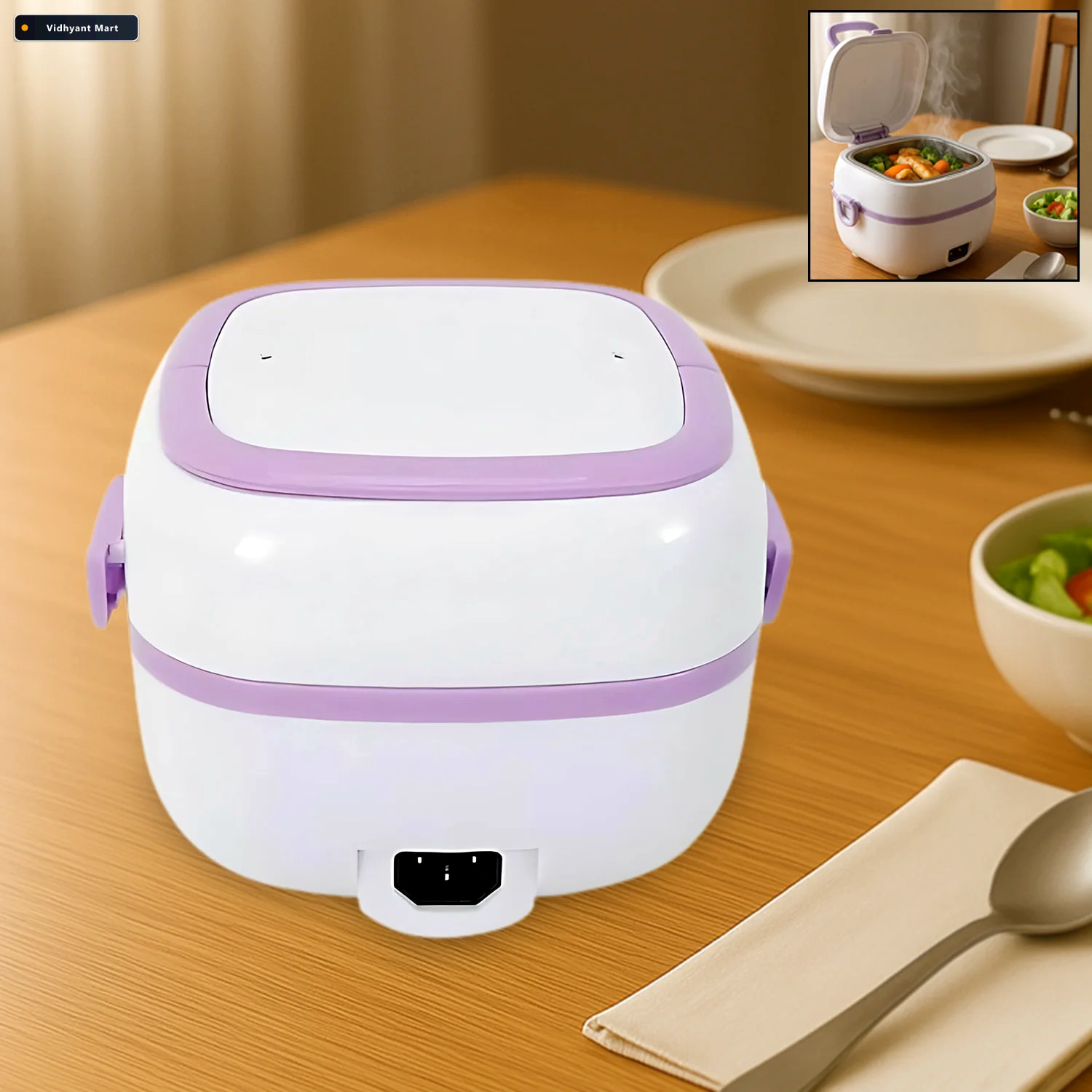 Vidhyant Mart Electric Lunch Box Portable Food Warmer With Steel 1