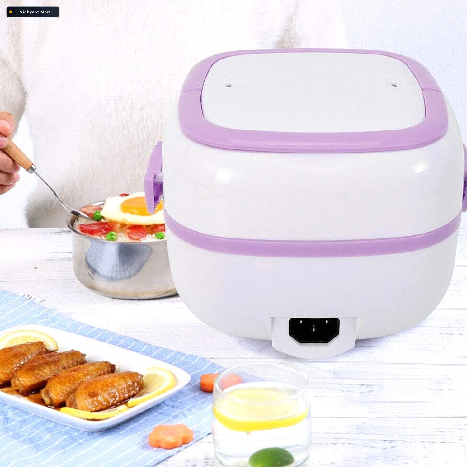 Vidhyant Mart Electric Lunch Box Portable Food Warmer With Steel 3
