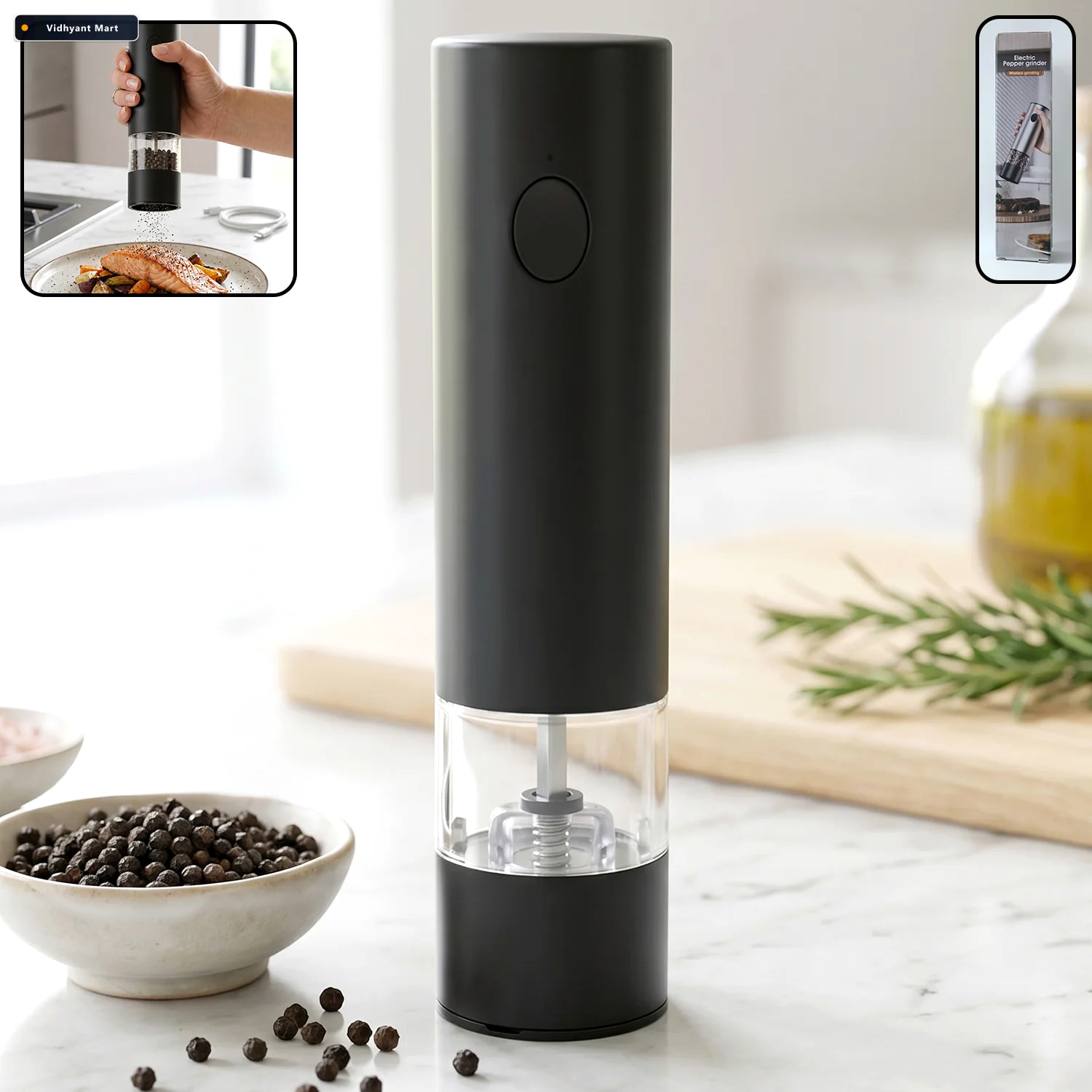Vidhyant Mart Electric Pepper Grinder Usb Rechargeable One Touch 1