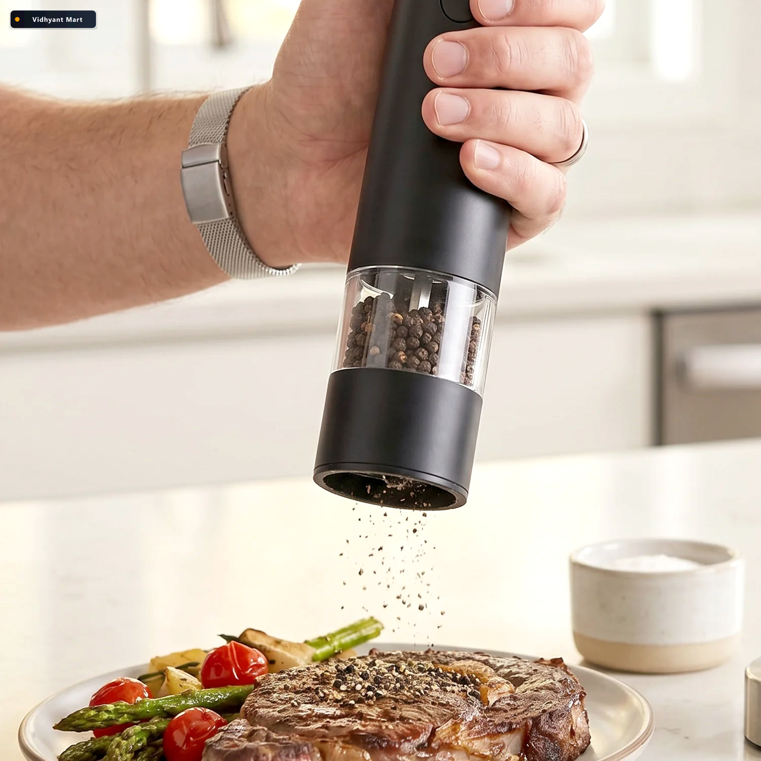 Vidhyant Mart Electric Pepper Grinder Usb Rechargeable One Touch 3