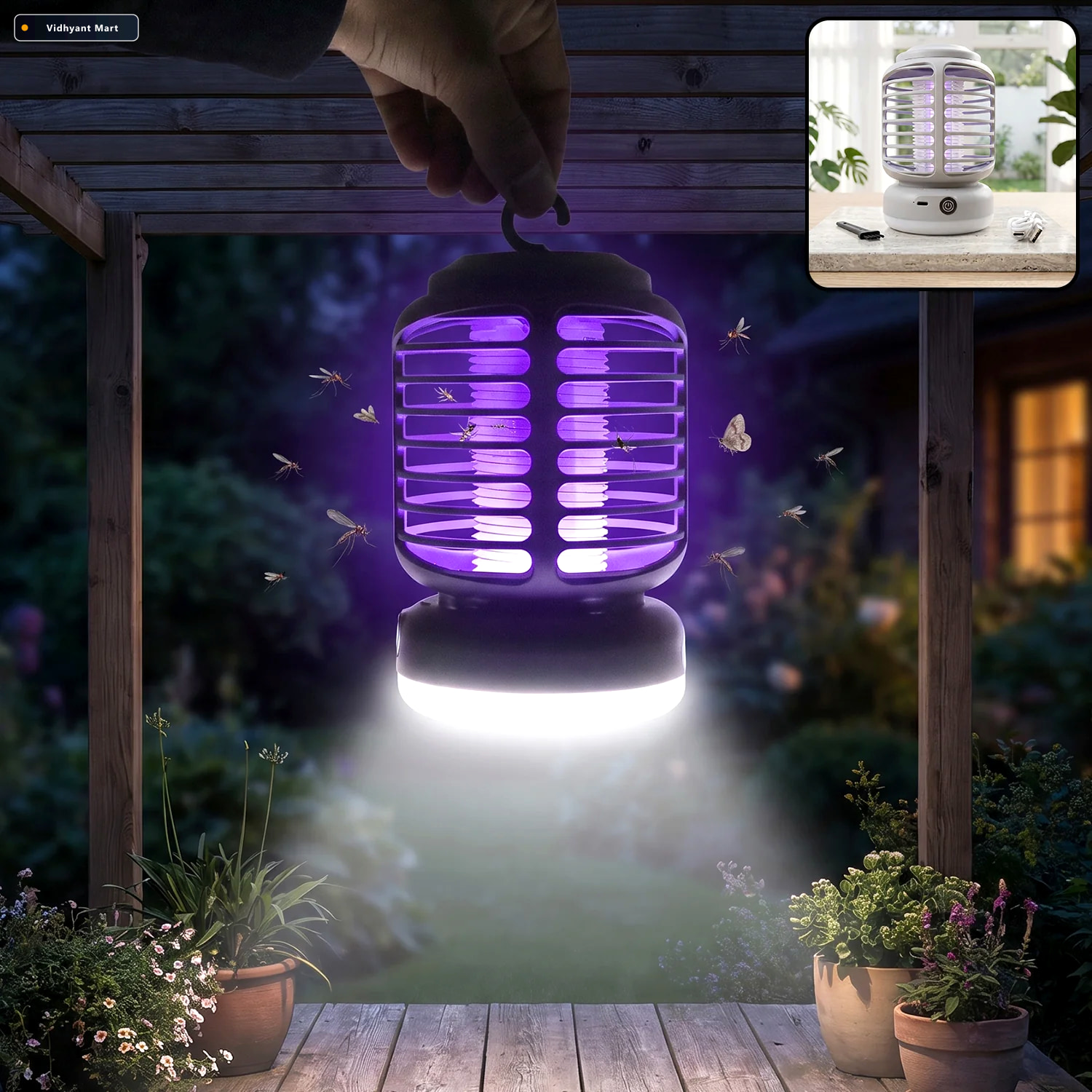 Vidhyant Mart Electric Shock Mosquito Killer Lamp Rechargeable U 1
