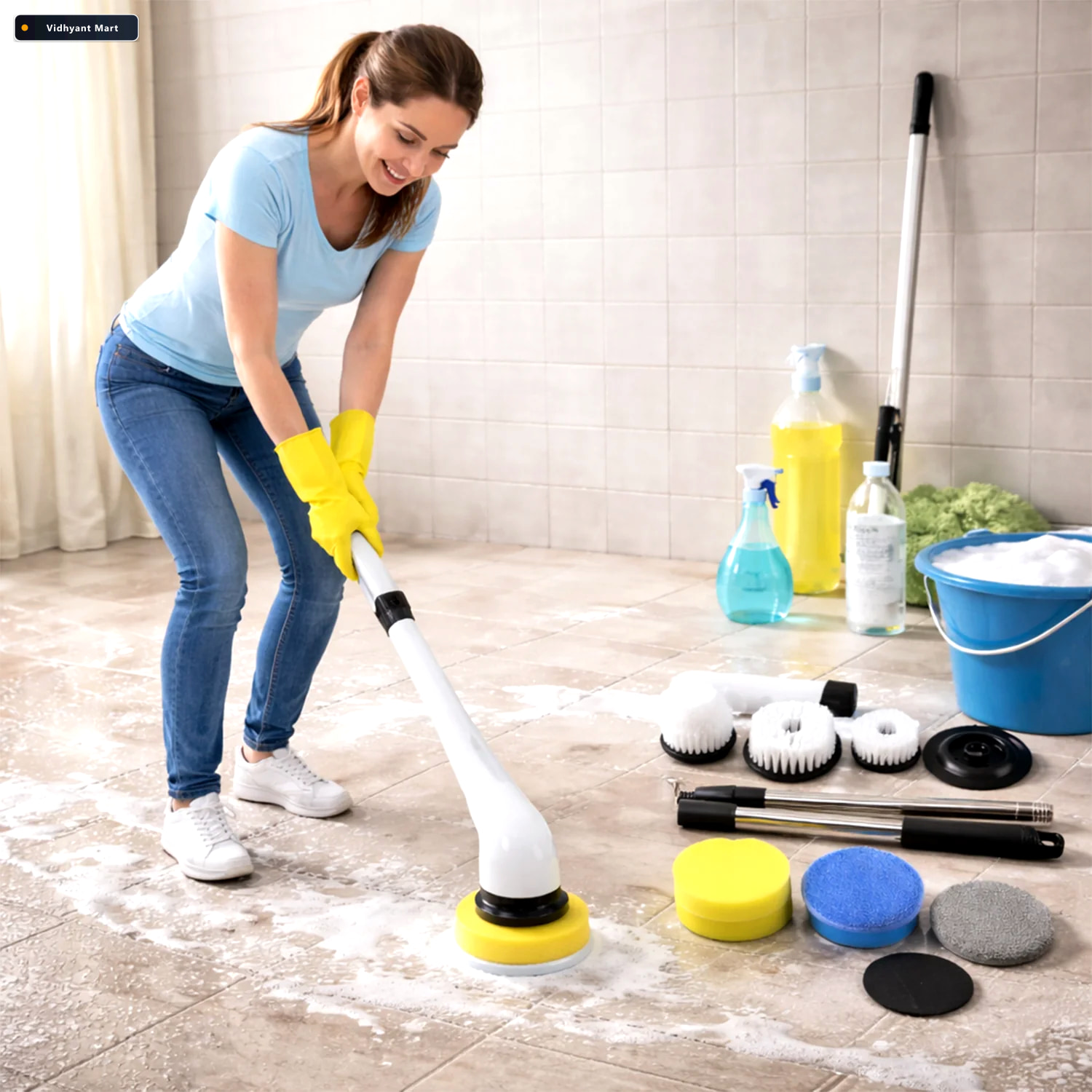 Vidhyant Mart Electric Spin Scrubber Cordless 9 In 1 Cleaner Wit 2