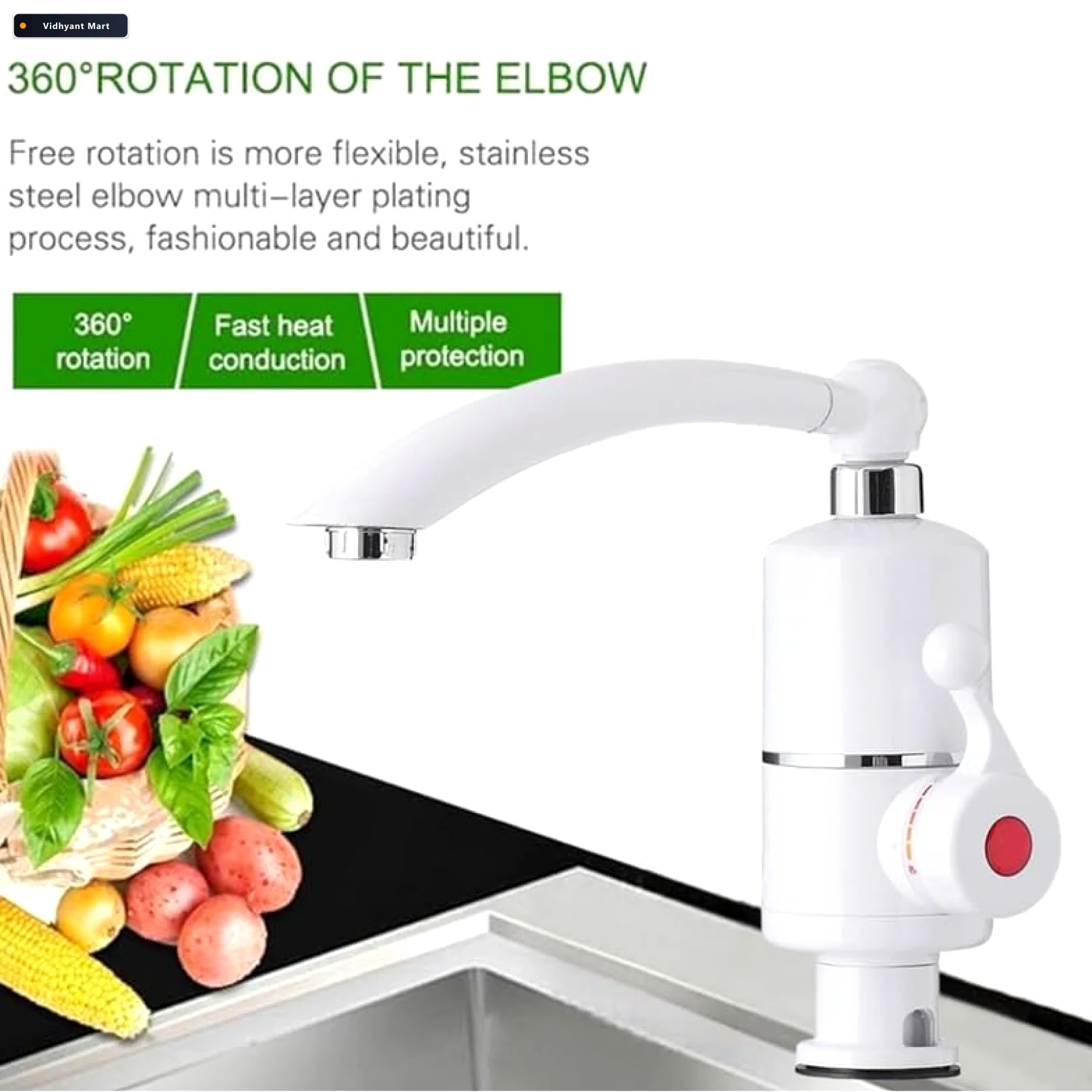 Vidhyant Mart Electric Water Heater Faucet Instant Hot Water Saf 2