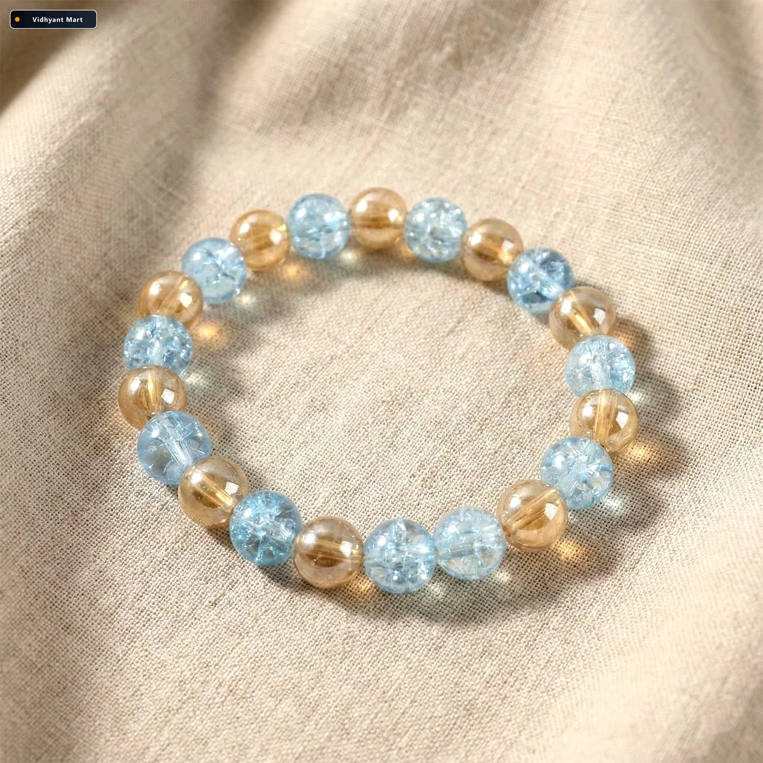Vidhyant Mart Elegant Dual Tone Crystal Beaded Stretch Bracelet 2