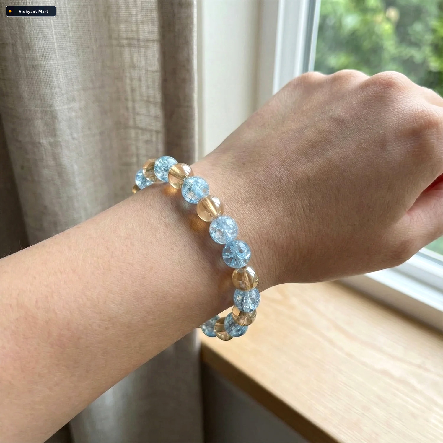 Vidhyant Mart Elegant Dual Tone Crystal Beaded Stretch Bracelet 3