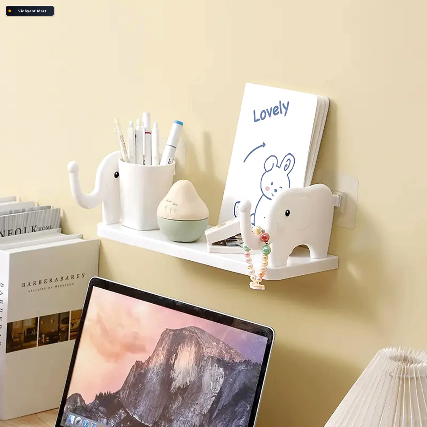 Vidhyant Mart Elephant Wall Shelf No Punch Organizer For Kitchen 1