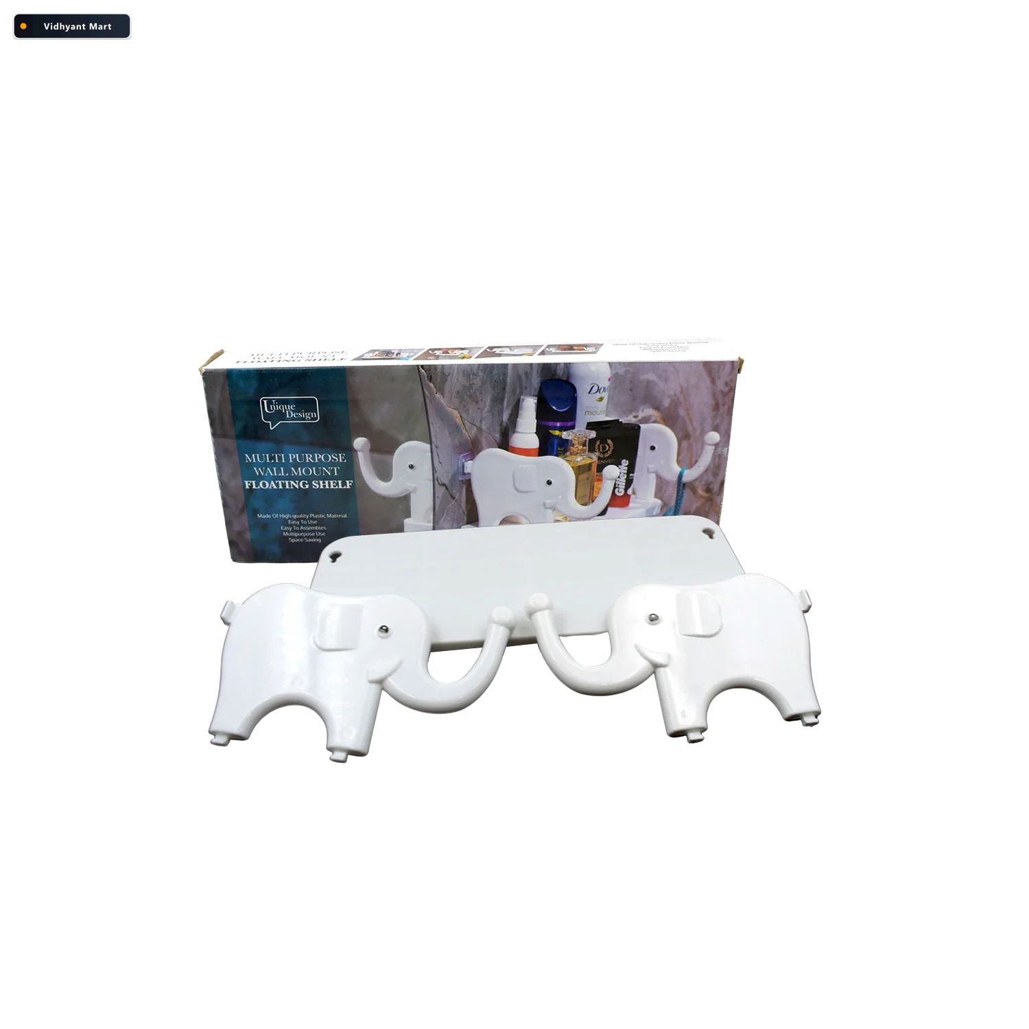 Vidhyant Mart Elephant Wall Shelf No Punch Organizer For Kitchen 3