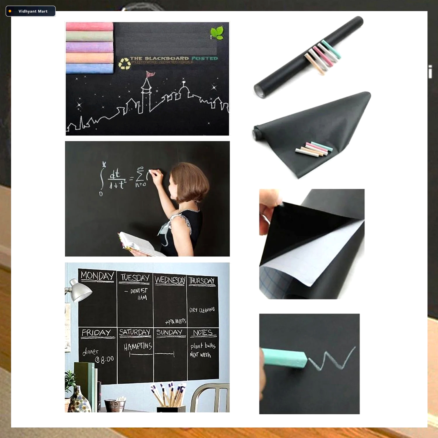 Vidhyant Mart Erasable Chalkboard Wall Sticker For Kids Home Cre 1