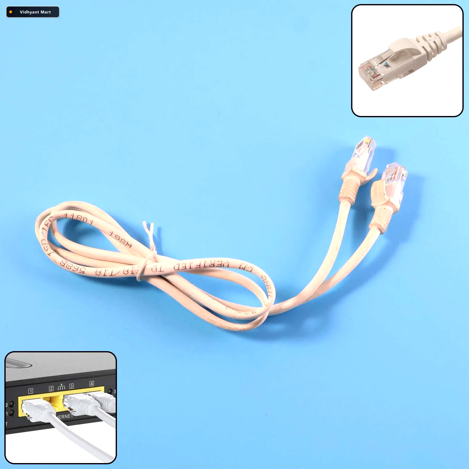 Vidhyant Mart Ethernet Lan Cable 1 Meter High Speed Stable Wired 2