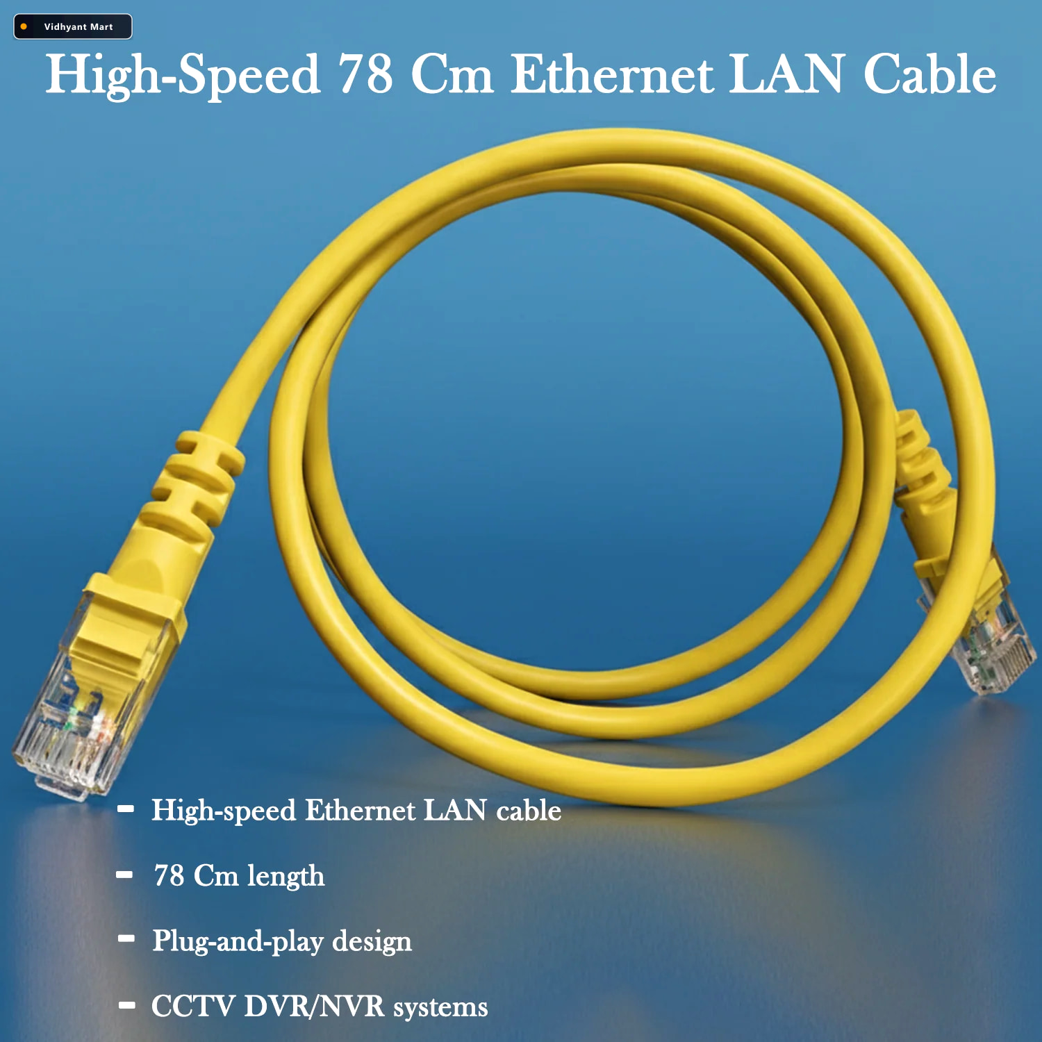 Vidhyant Mart Ethernet Lan Cable 78cm High Speed Reliable Connec 3