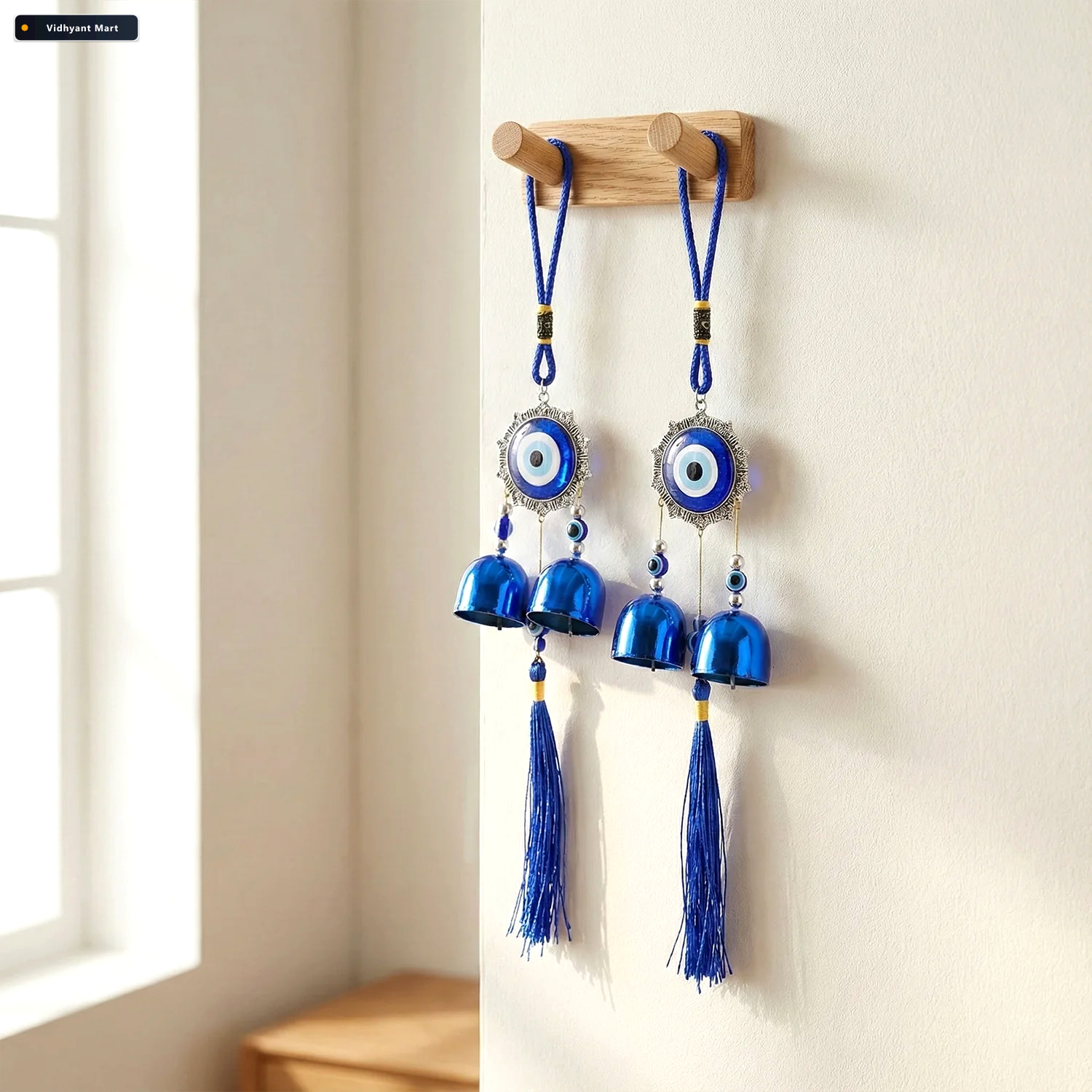 Vidhyant Mart Evil Eye Hanging Wind Chime Set Protective Home De 1