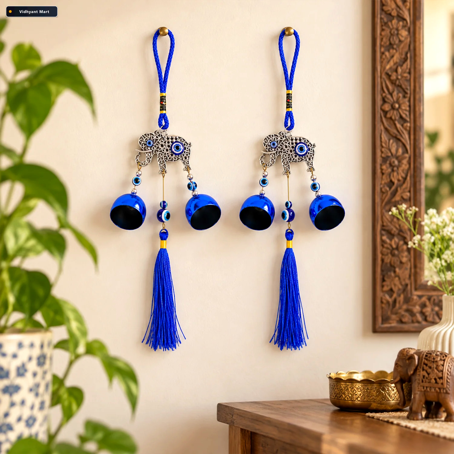 Vidhyant Mart Evil Eye Wind Chime With Bells And Tassels For Hom 1