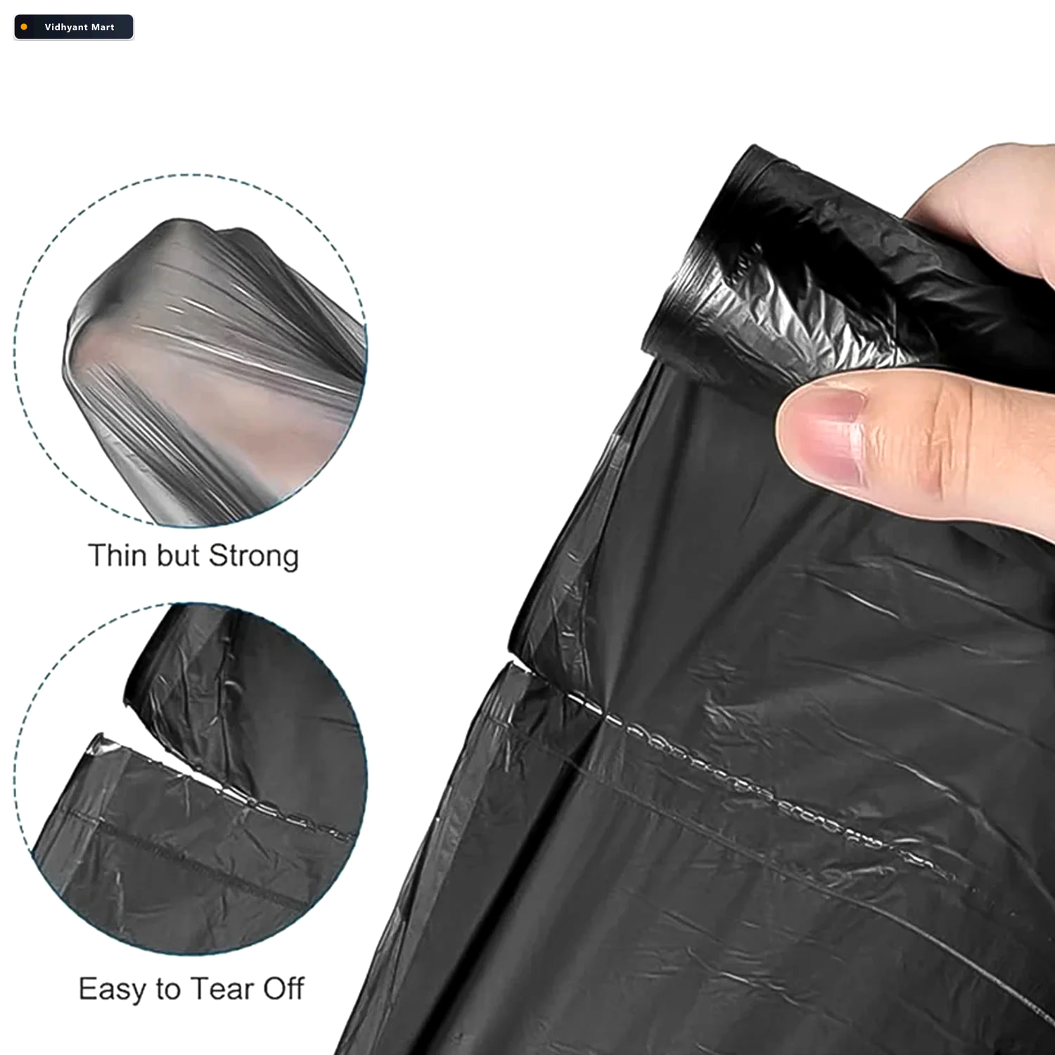 Vidhyant Mart Extra Strong Garbage Bag Roll Leak Proof Tear Resi 2