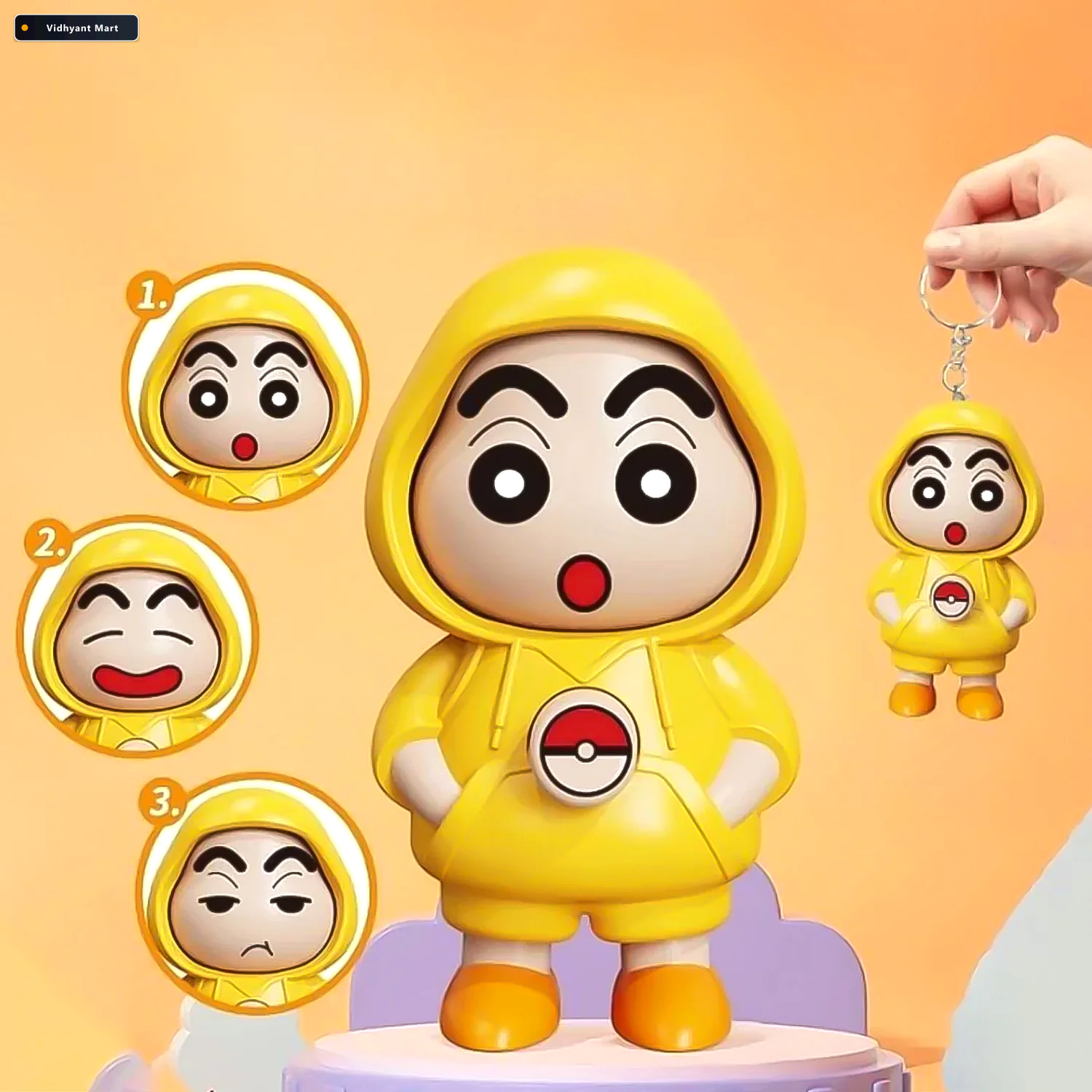 Vidhyant Mart Face Changing Keychain 3 Expressions Durable Fun G 2