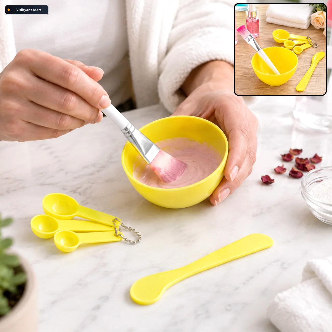 Vidhyant Mart Facial Mask Bowl Set 6 Piece Skincare Mixing Kit G 1