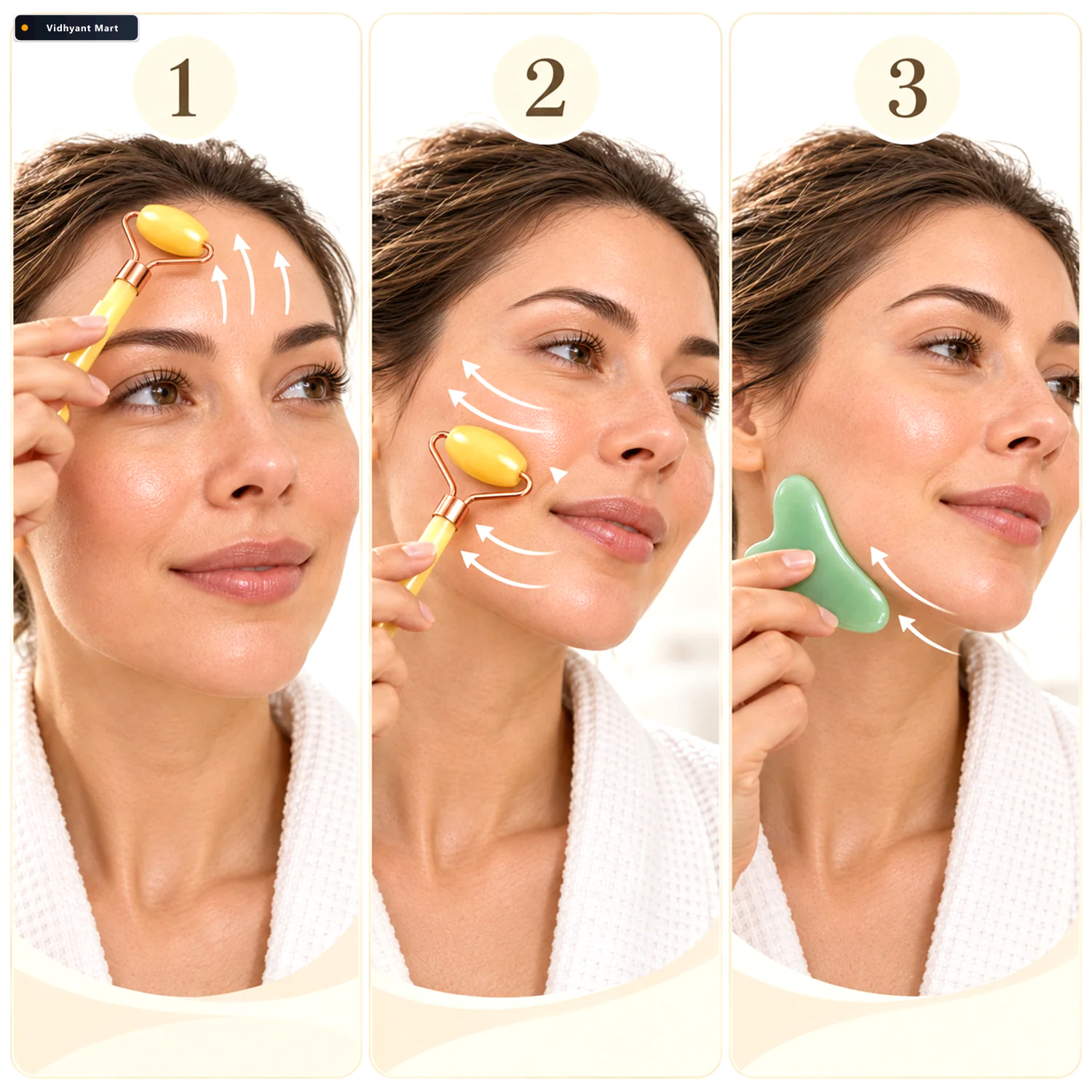 Vidhyant Mart Facial Roller And Gua Sha Set With Dual Roller Hea 2