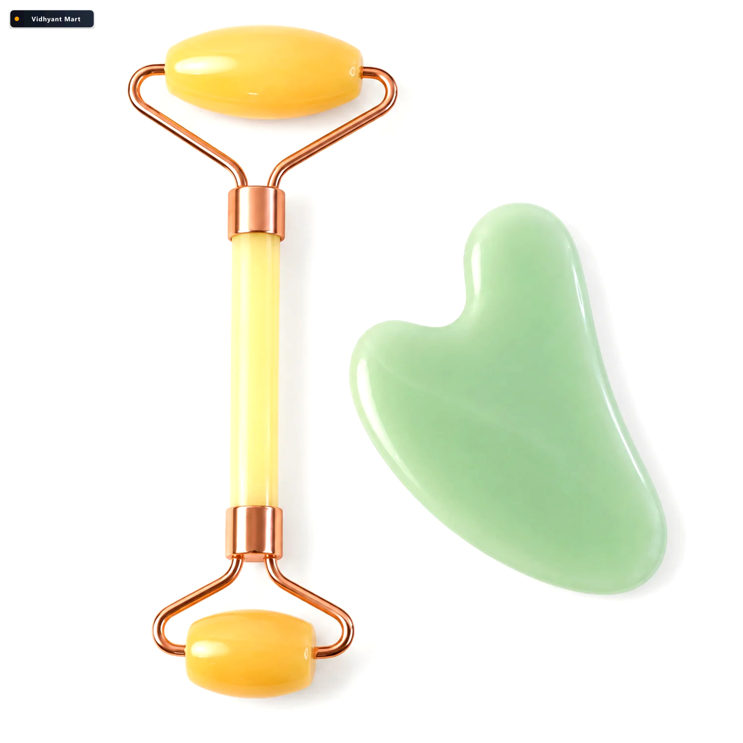 Vidhyant Mart Facial Roller And Gua Sha Set With Dual Roller Hea 4