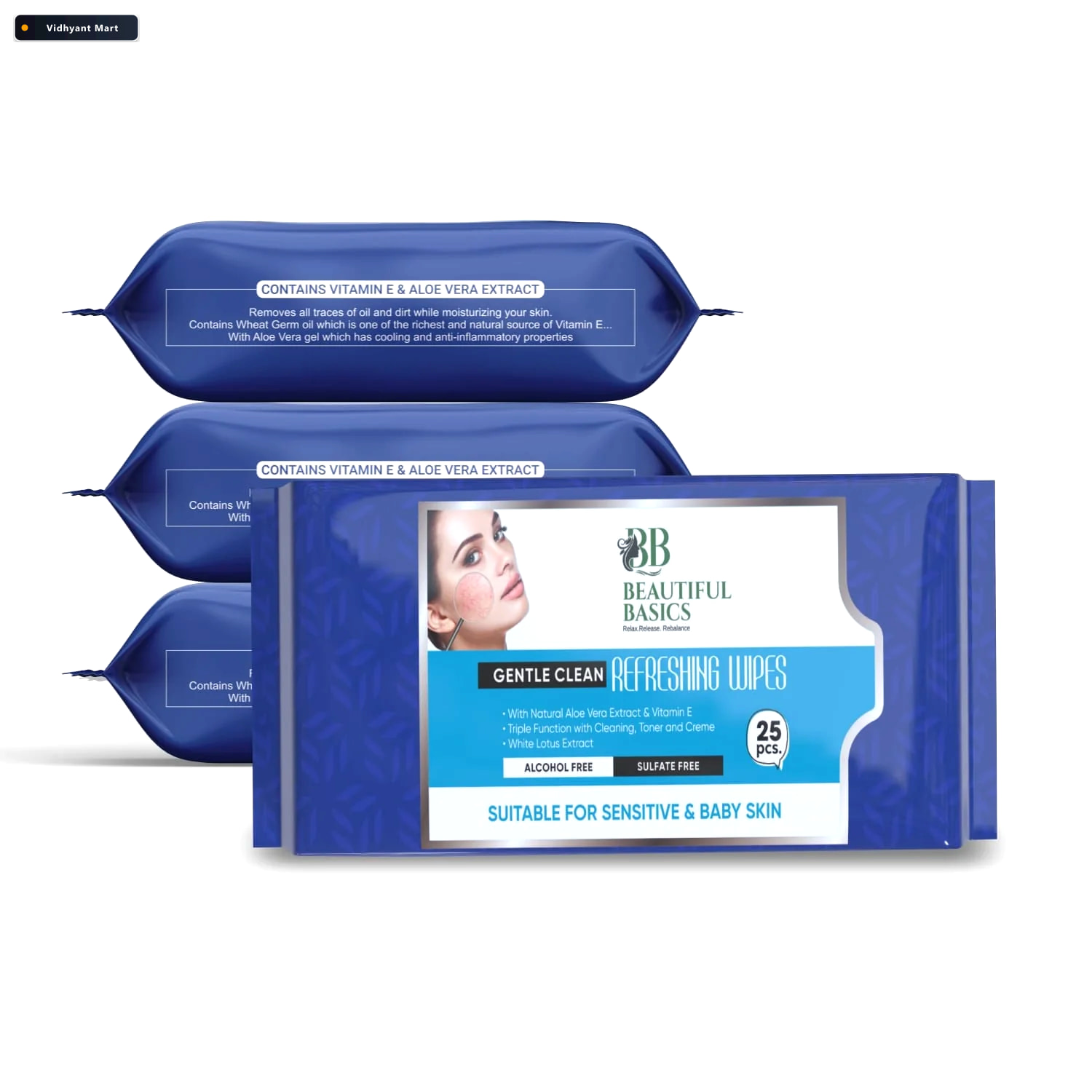 Vidhyant Mart Facial Wet Wipes Refreshing Alcohol Free Beautiful 2