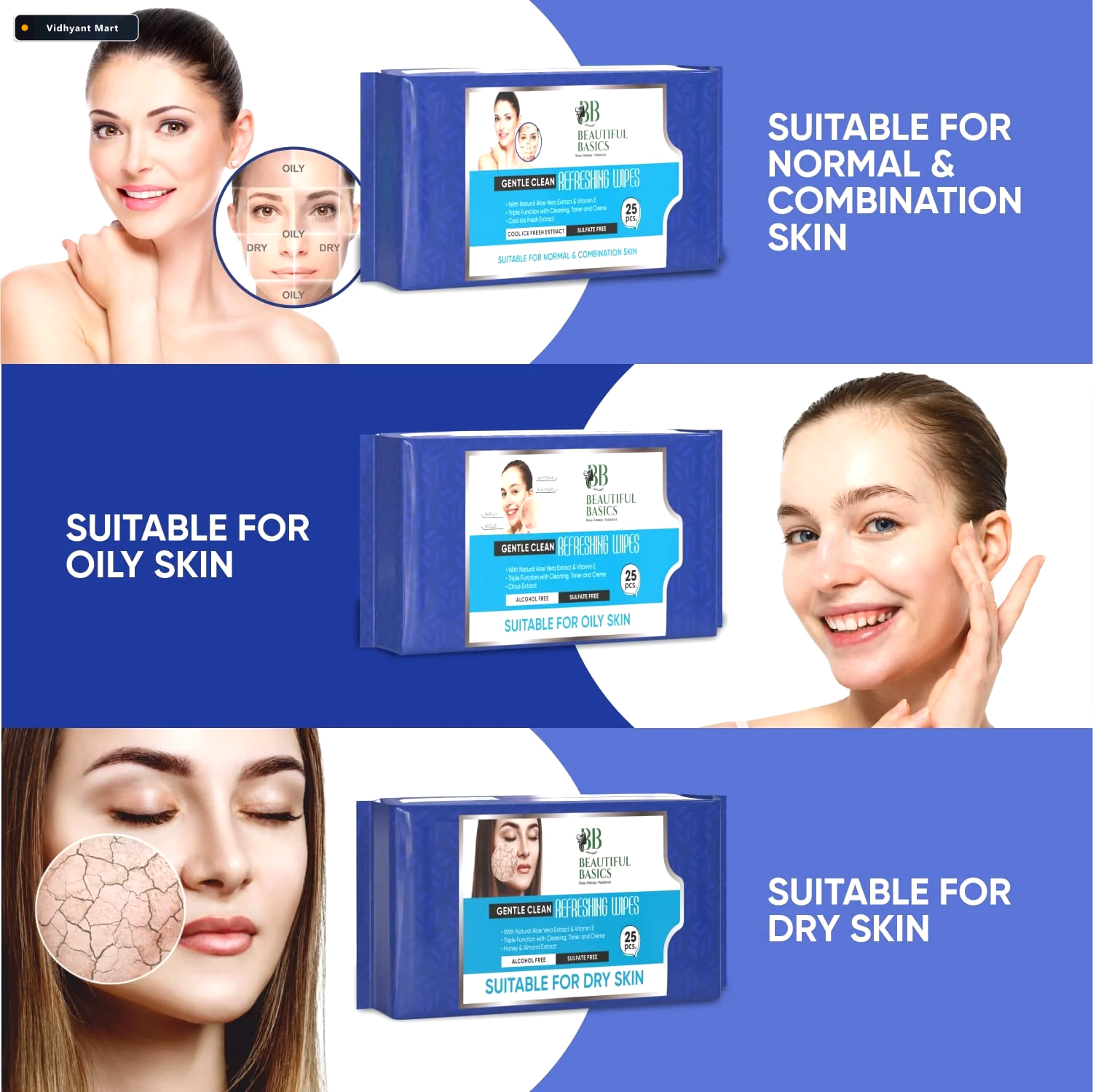 Vidhyant Mart Facial Wet Wipes Refreshing Alcohol Free Beautiful 4