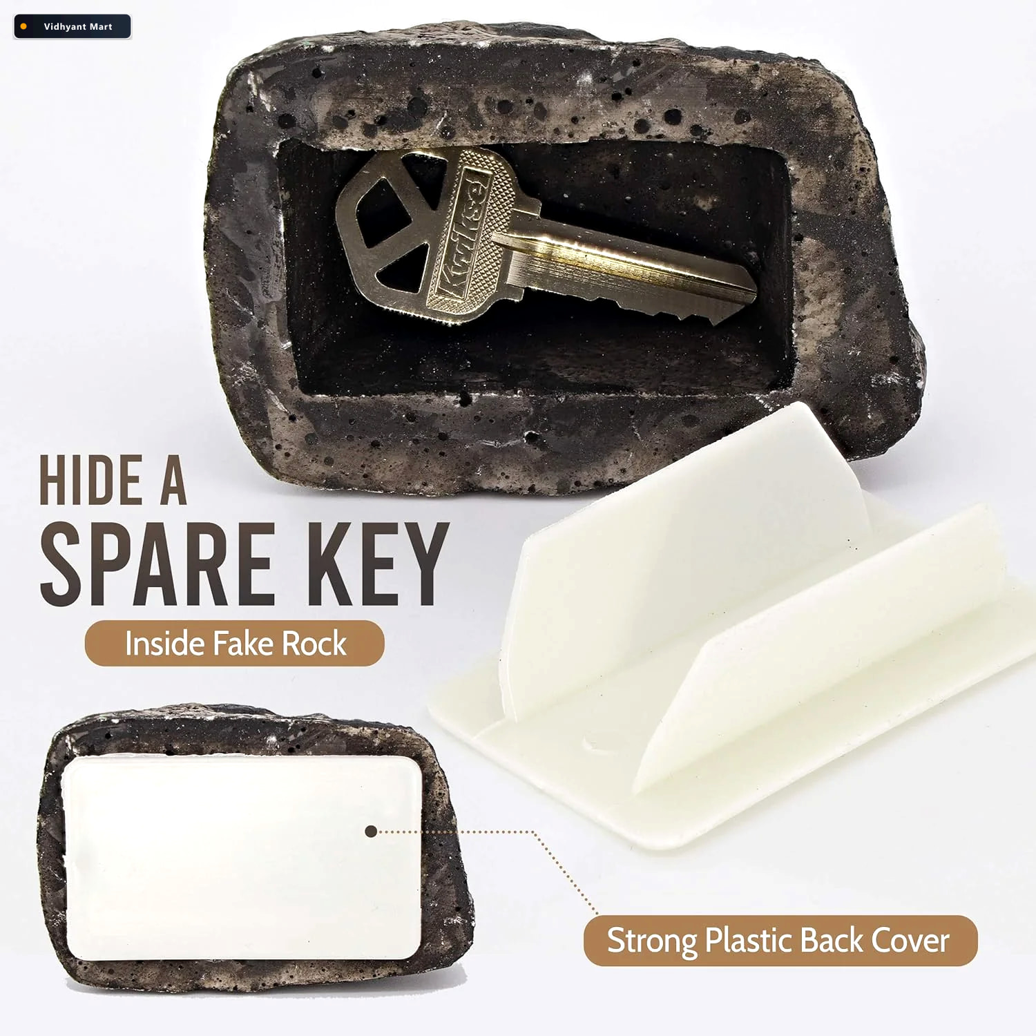 Vidhyant Mart Fake Rock Key Hider Discreet Outdoor Key Storage S 2