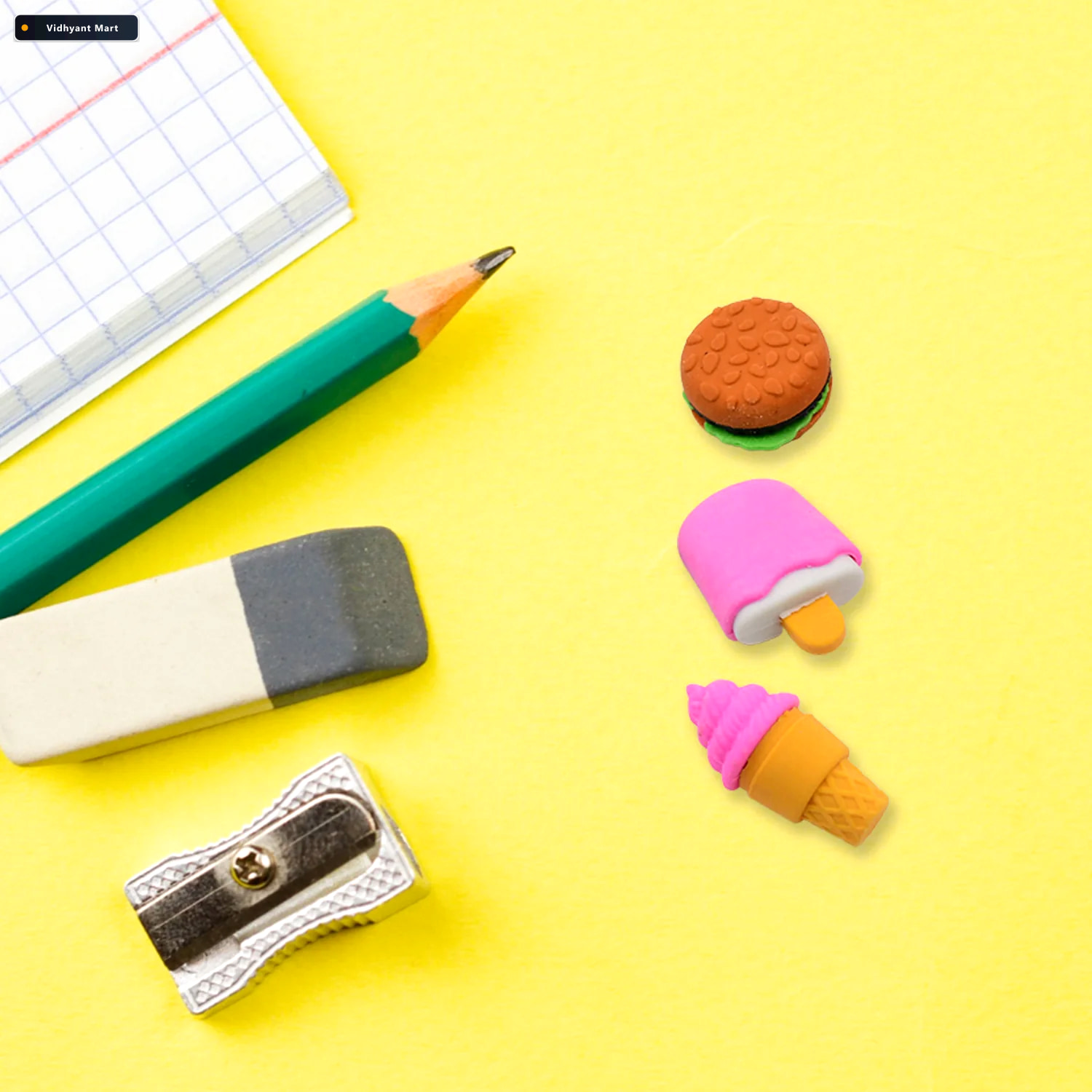 Vidhyant Mart Fancy Erasers Colourful 3 Pc Set For Kids School S 2