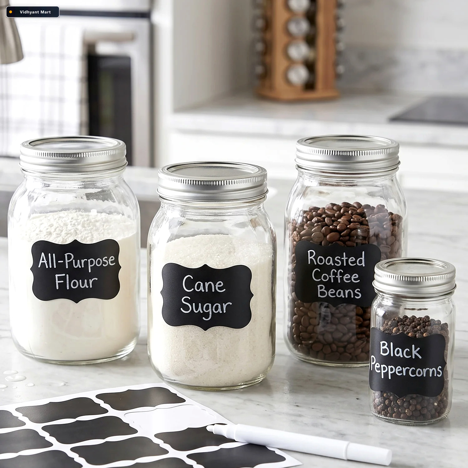 Vidhyant Mart Fancy Shape Chalkboard Sticker Labels With Marker 2