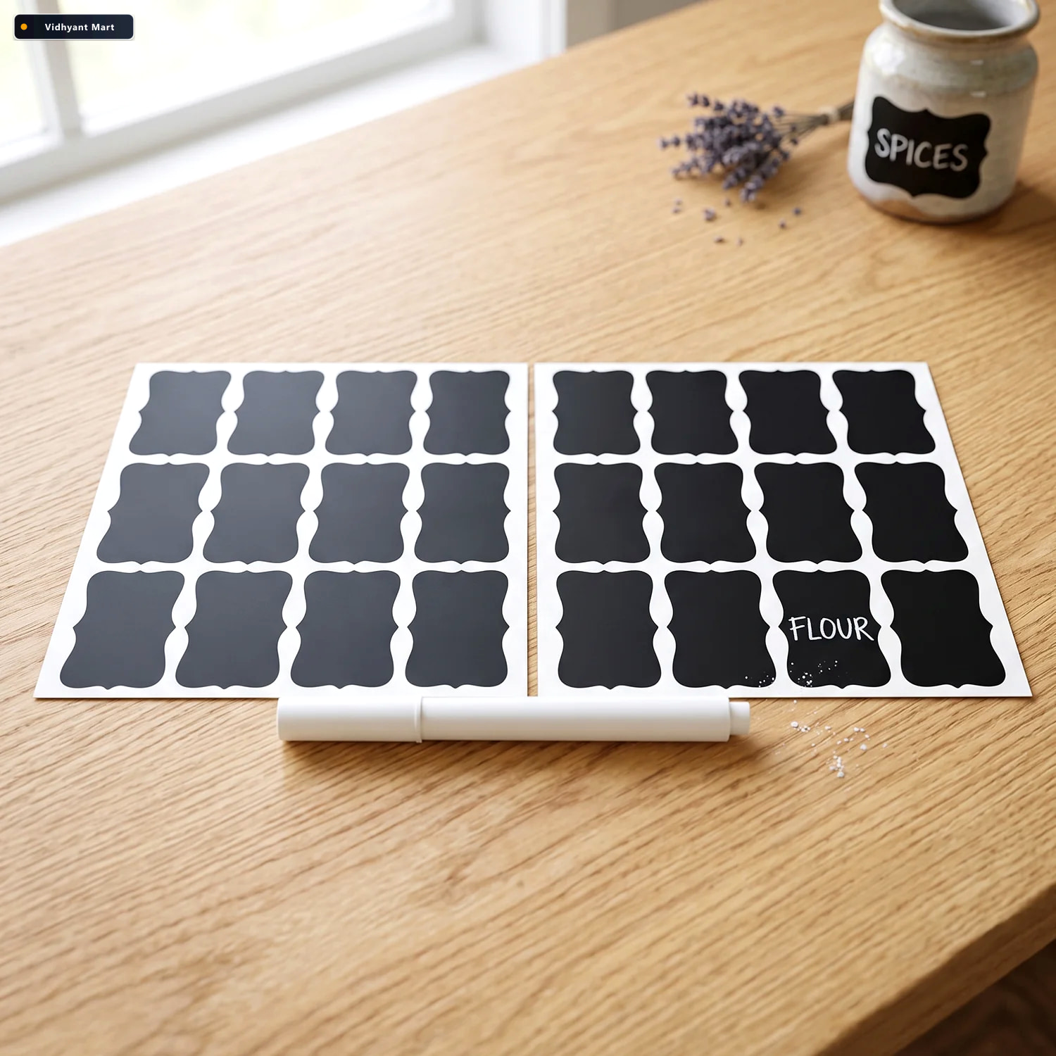 Vidhyant Mart Fancy Shape Chalkboard Sticker Labels With Marker 3