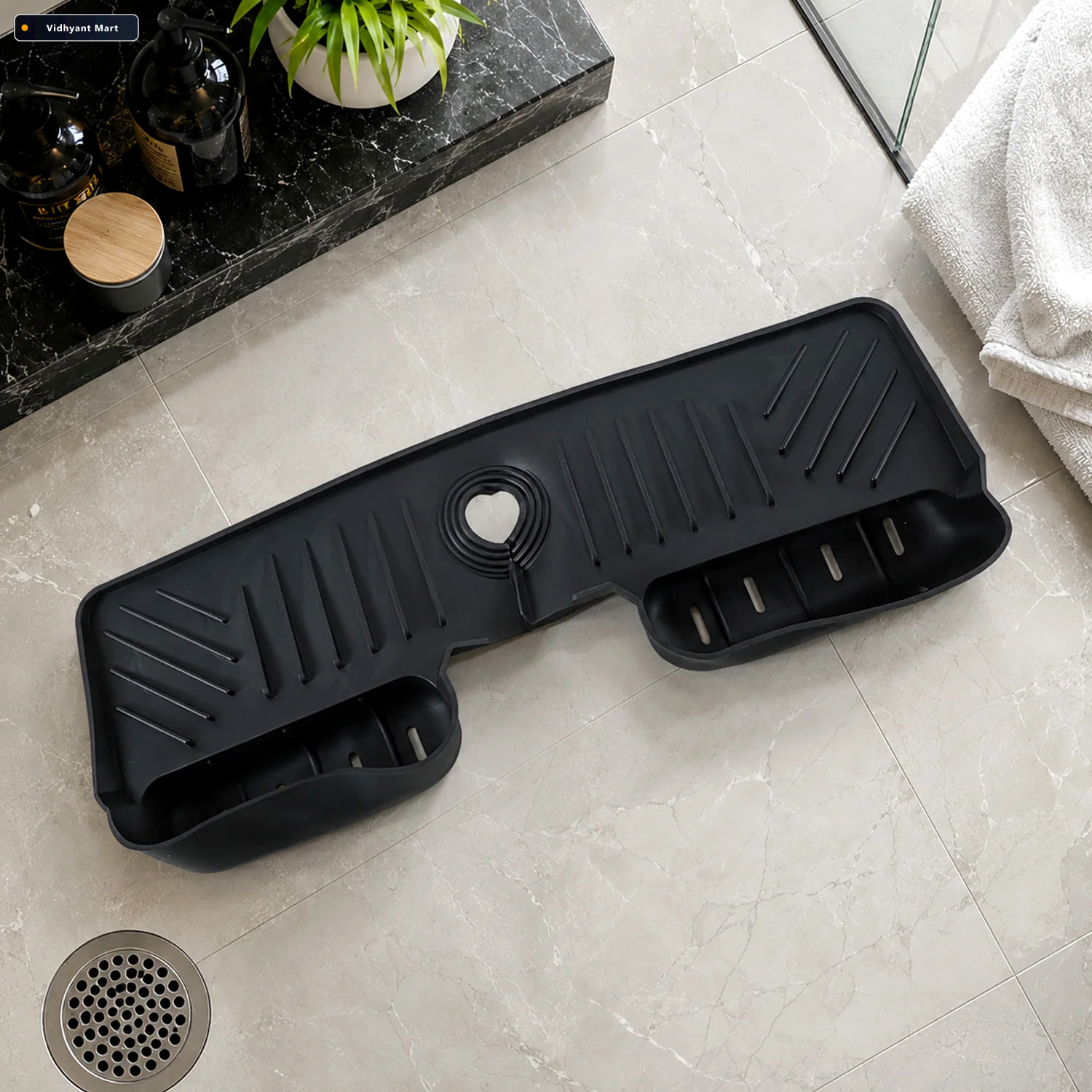 Vidhyant Mart Faucet Splash Guard Mat With Drainage Tray For Kit 3