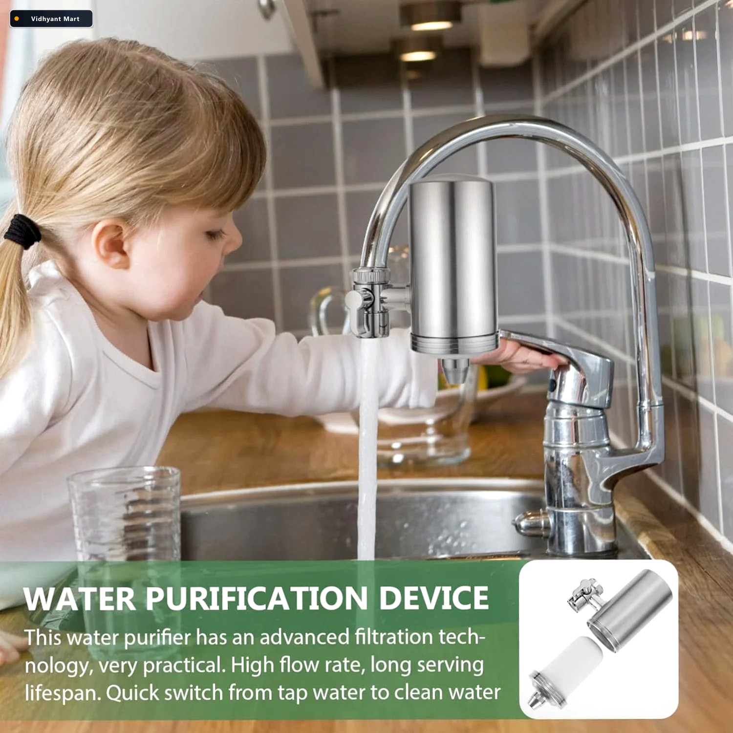 Vidhyant Mart Faucet Water Filter Ss Purifier For Clean Tap Wate 3