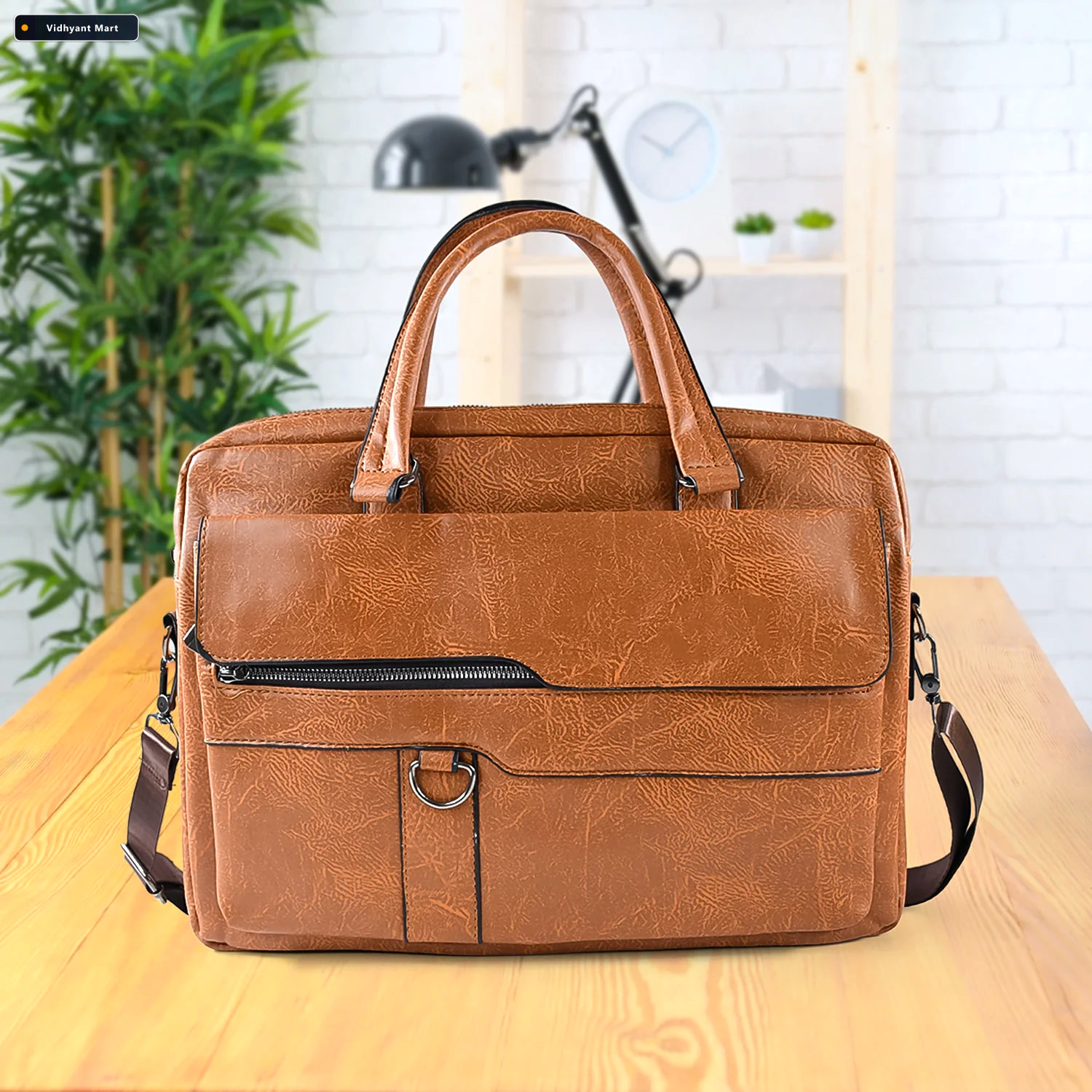 Vidhyant Mart Faux Leather Laptop Messenger Bag Durable Stylish 1