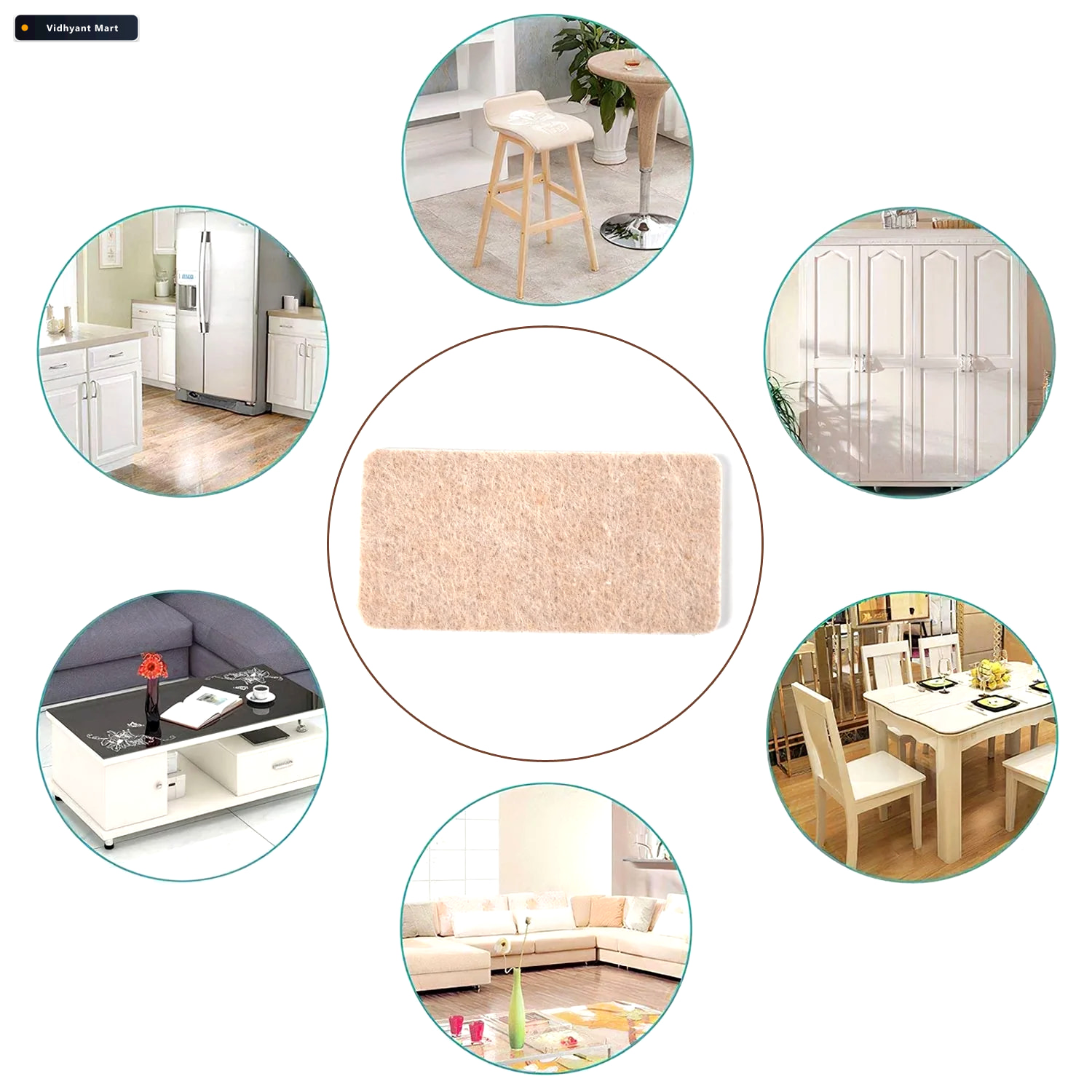 Vidhyant Mart Felt Furniture Pads Square Floor Protectors 4 Pc S 2