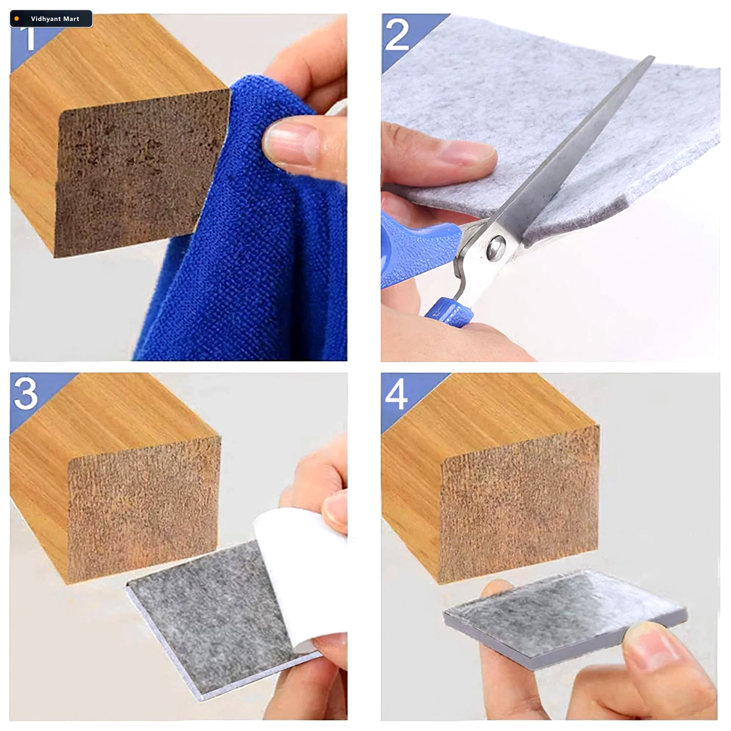 Vidhyant Mart Felt Furniture Pads Square Floor Protectors 4 Pc S 4