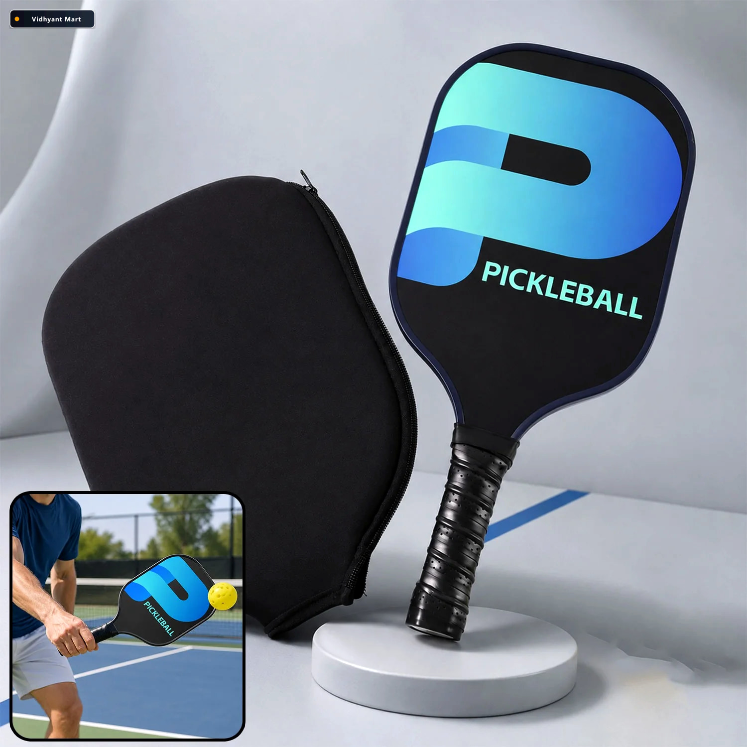 Vidhyant Mart Fiberglass Pickleball Paddle Cushioned Grip For Su 1
