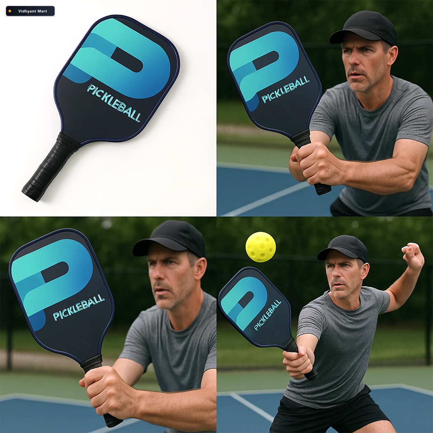 Vidhyant Mart Fiberglass Pickleball Paddle Cushioned Grip For Su 3