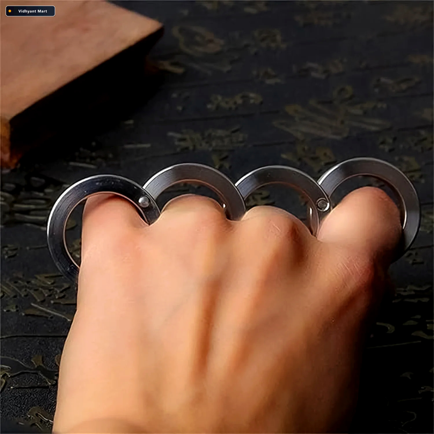 Vidhyant Mart Fidget Ring Portable 4 Finger Rotating Stainless S 2