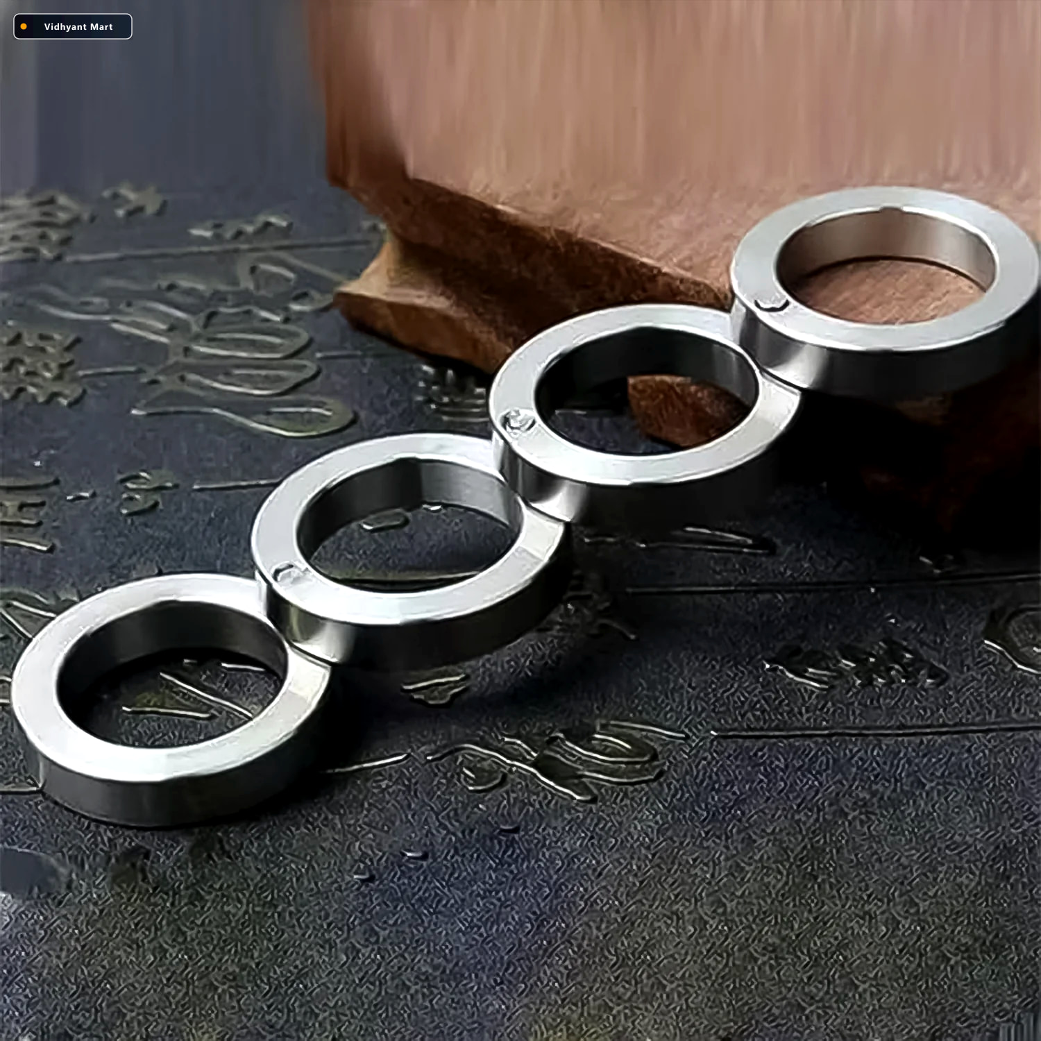 Vidhyant Mart Fidget Ring Portable 4 Finger Rotating Stainless S 3