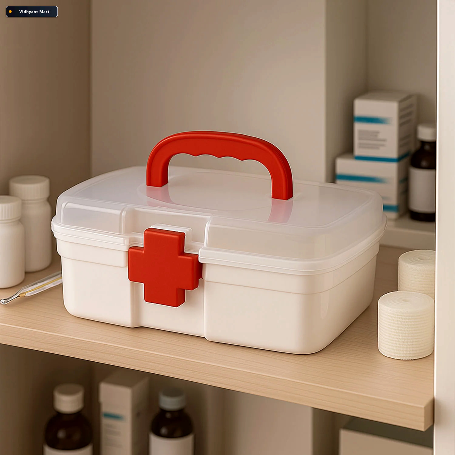 Vidhyant Mart First Aid Box 3 Compartment Portable Medicine Kit 1