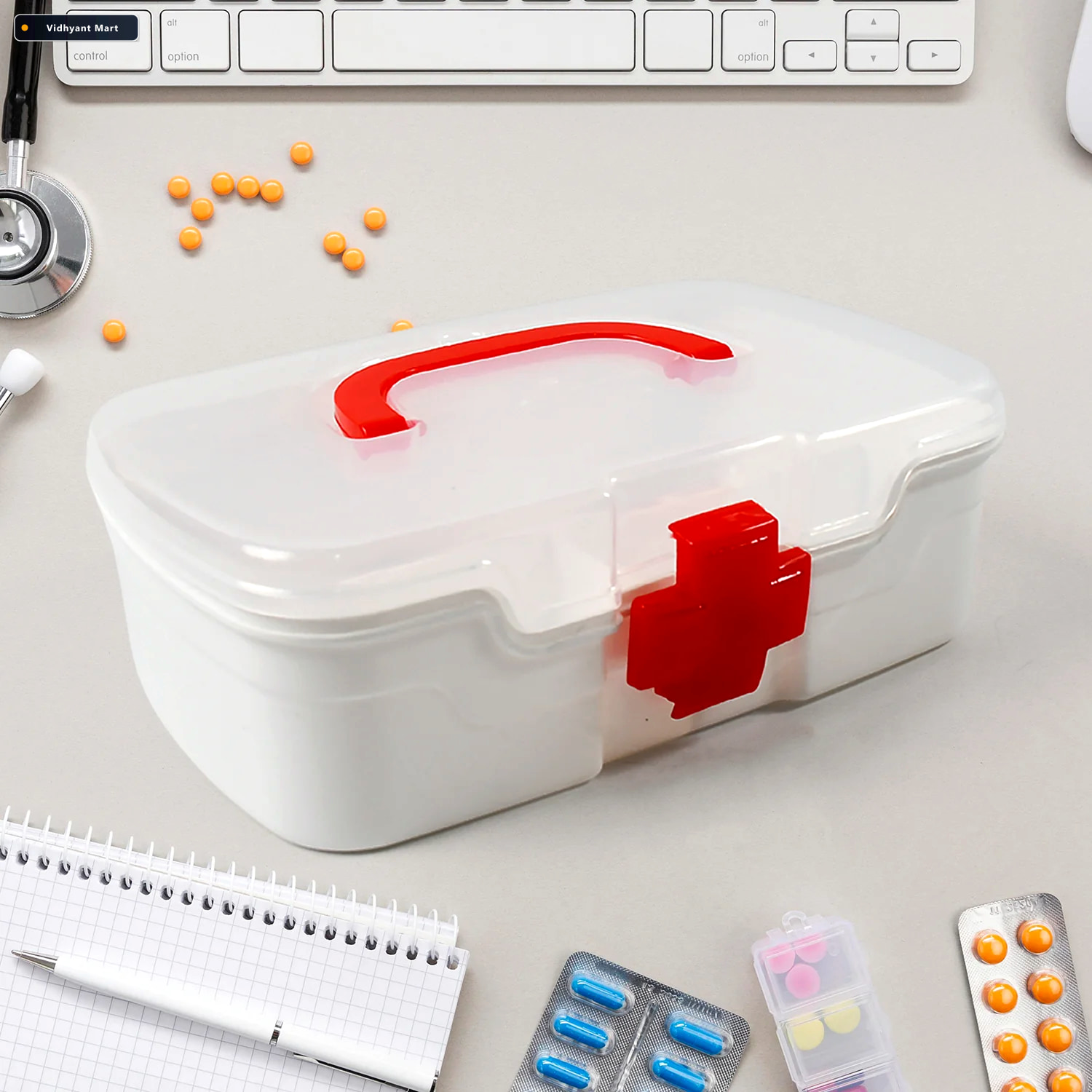 Vidhyant Mart First Aid Box 3 Compartment Portable Medicine Kit 2