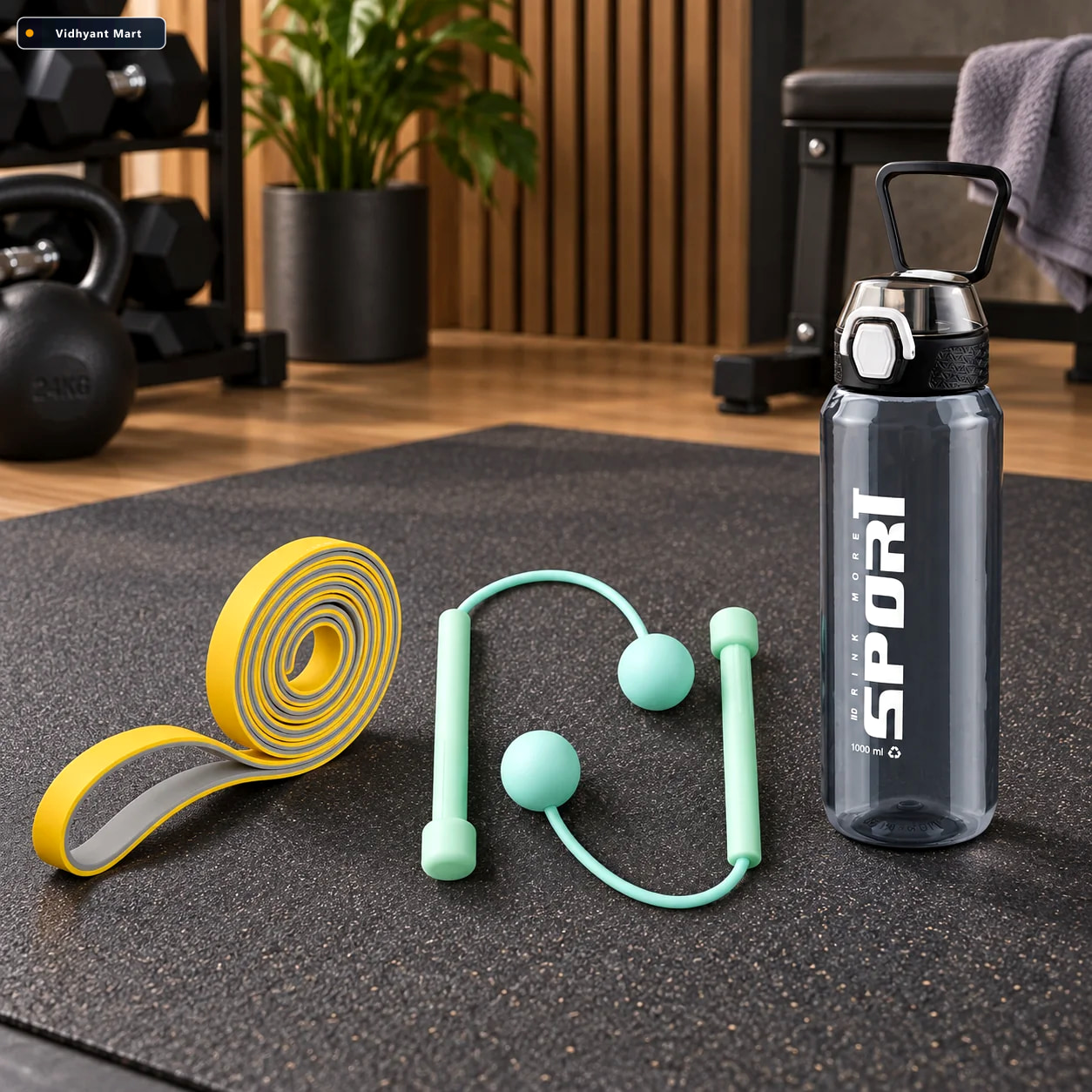 Vidhyant Mart Fitness Essentials Combo Sports Water Bottle Resis 1