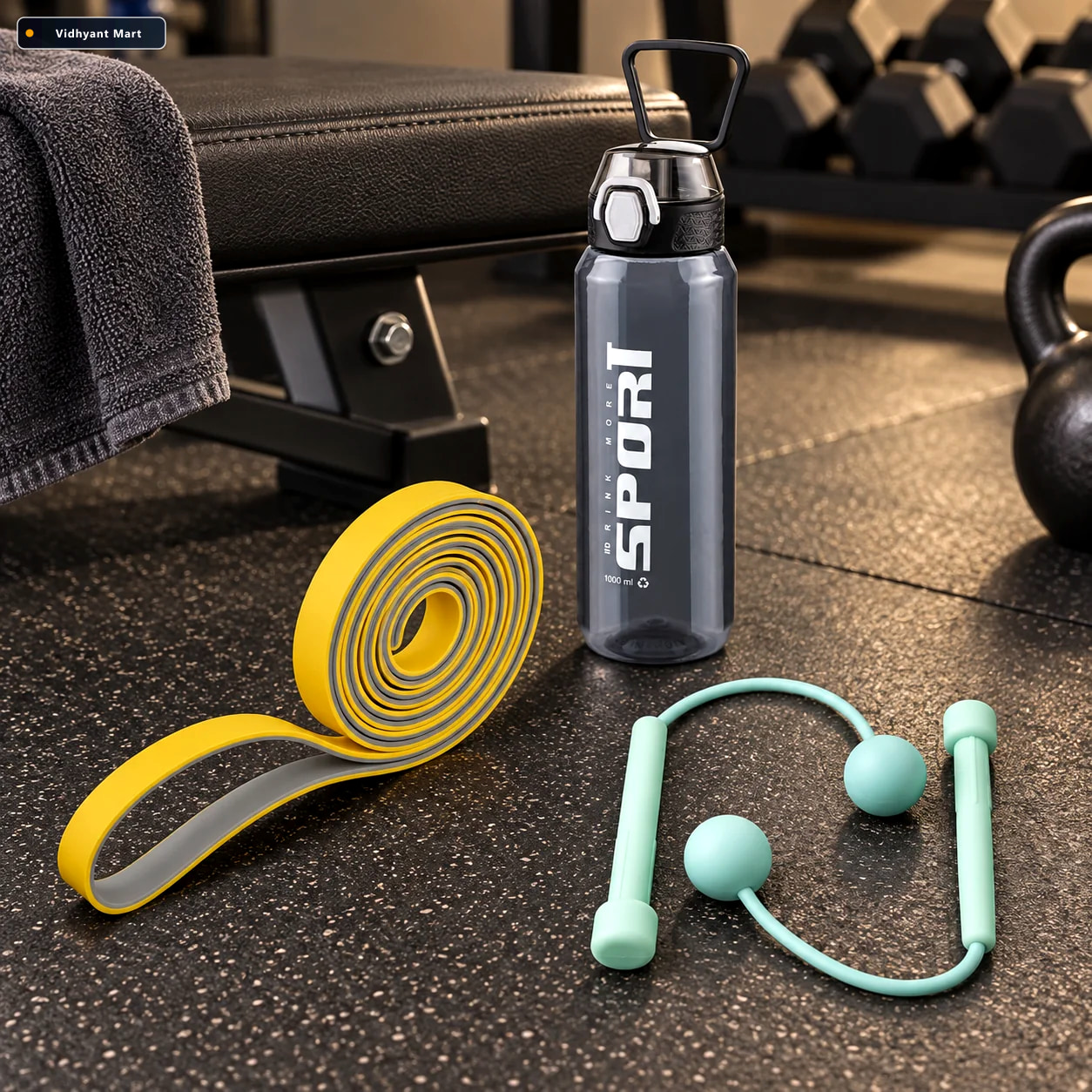 Vidhyant Mart Fitness Essentials Combo Sports Water Bottle Resis 2