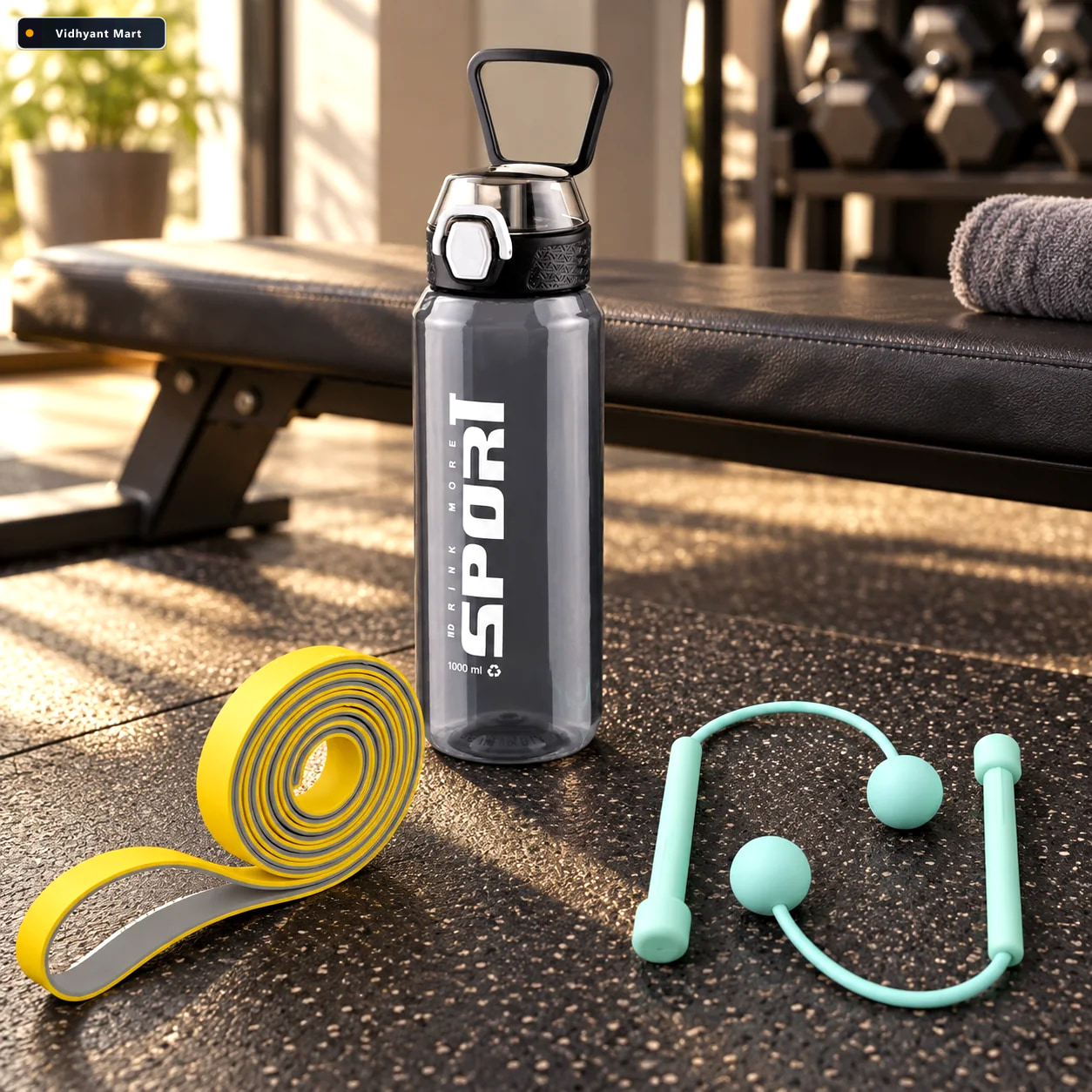 Vidhyant Mart Fitness Essentials Combo Sports Water Bottle Resis 4