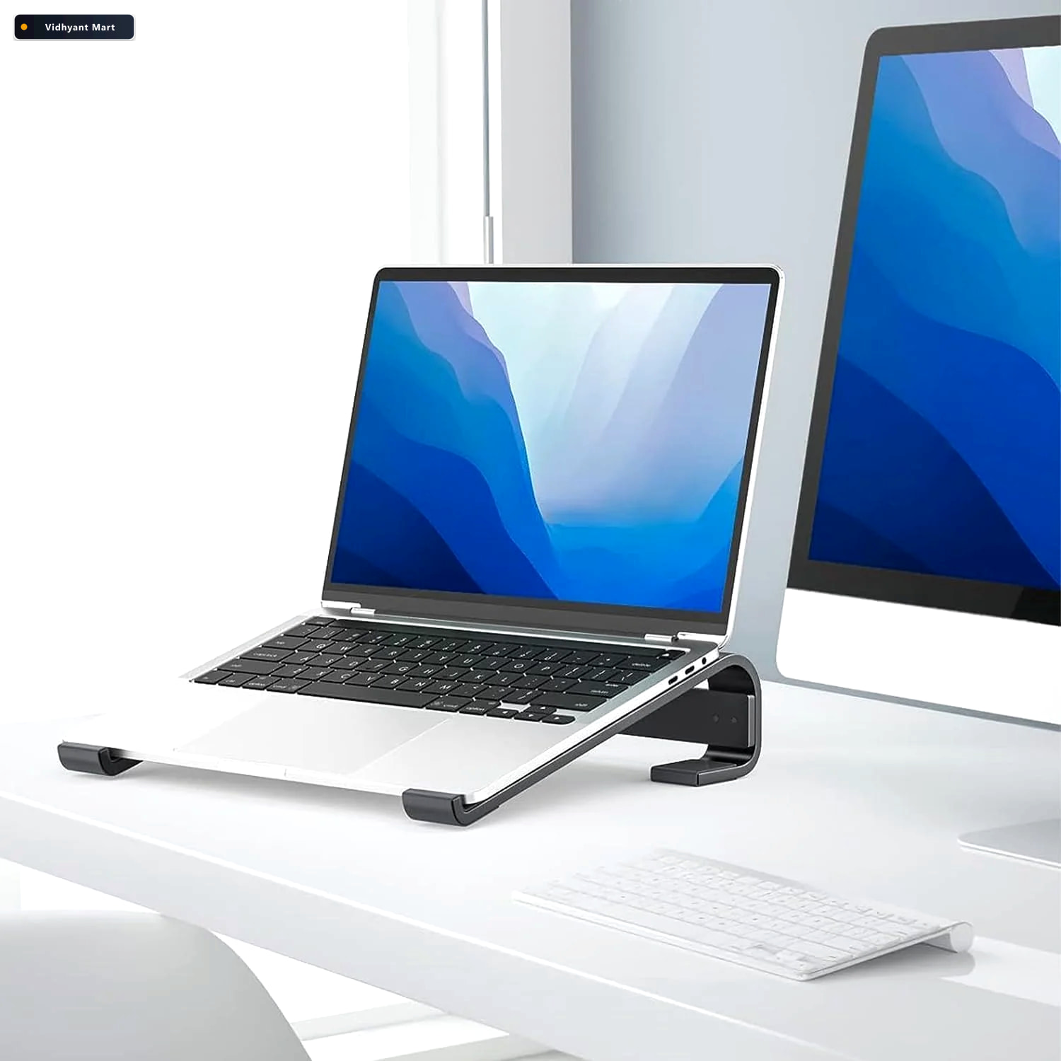 Vidhyant Mart Fixed Metal Laptop Stand Sturdy Ergonomic Desk Ris 1