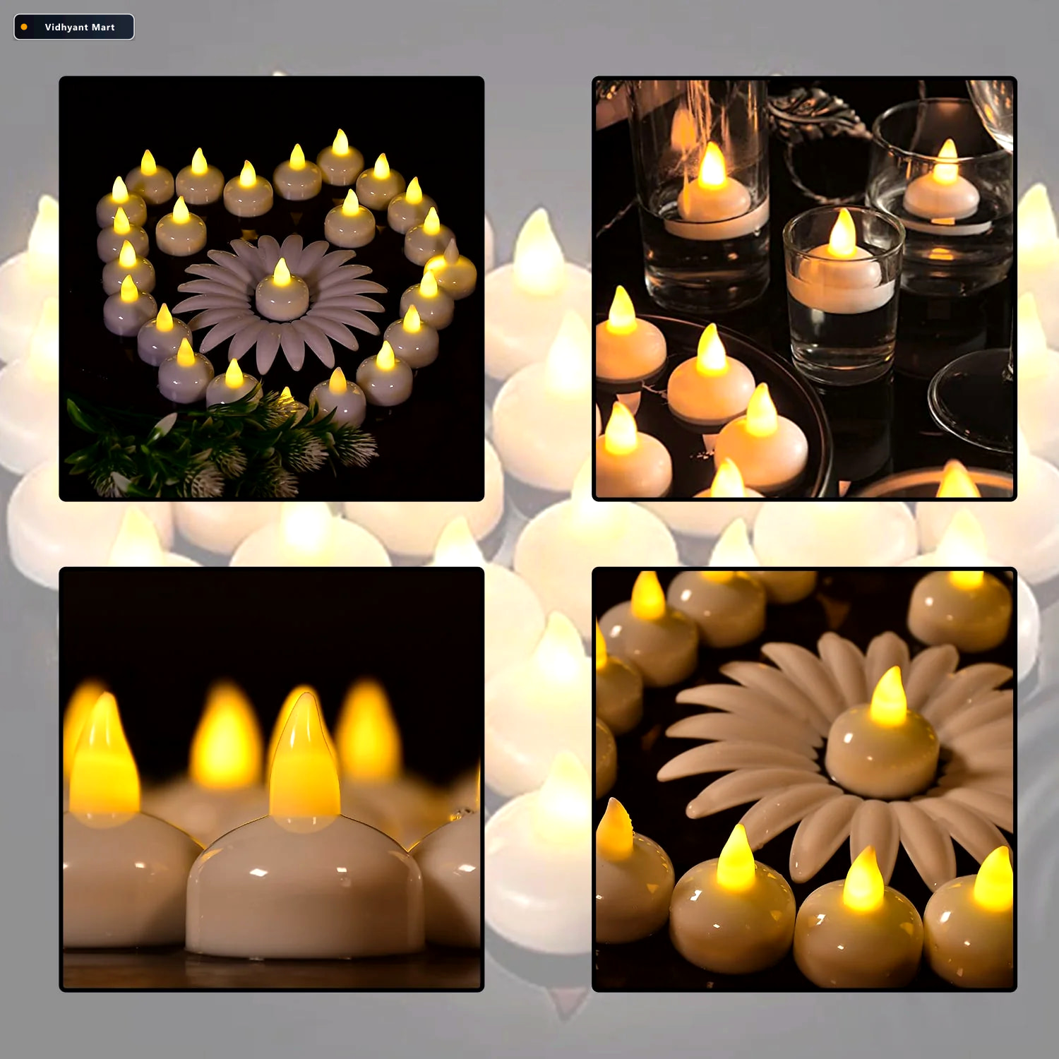 Vidhyant Mart Flameless Floating Candles Safe Long Lasting Water 4