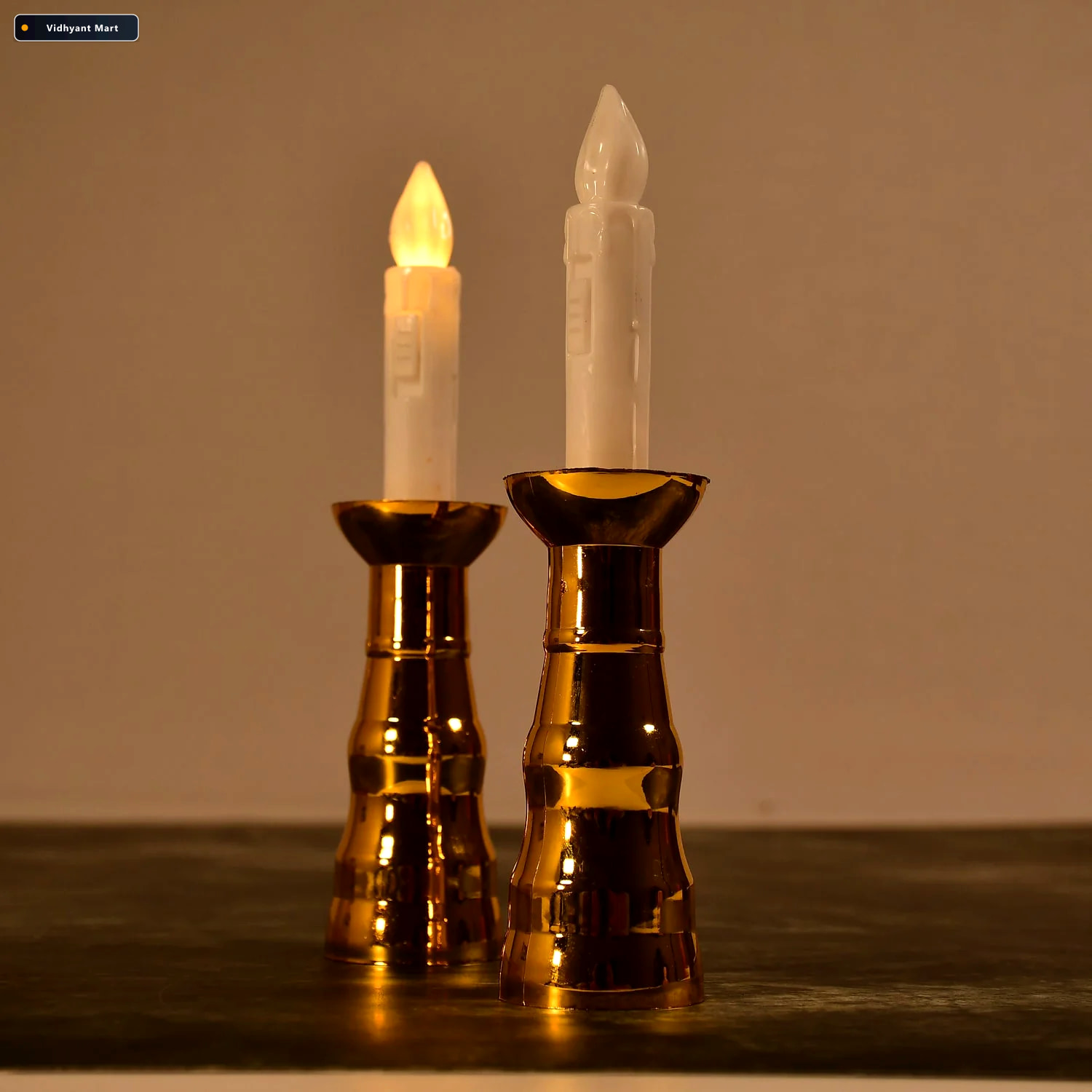 Vidhyant Mart Flameless Led Candle Lights Gold Base Suction Cups 3