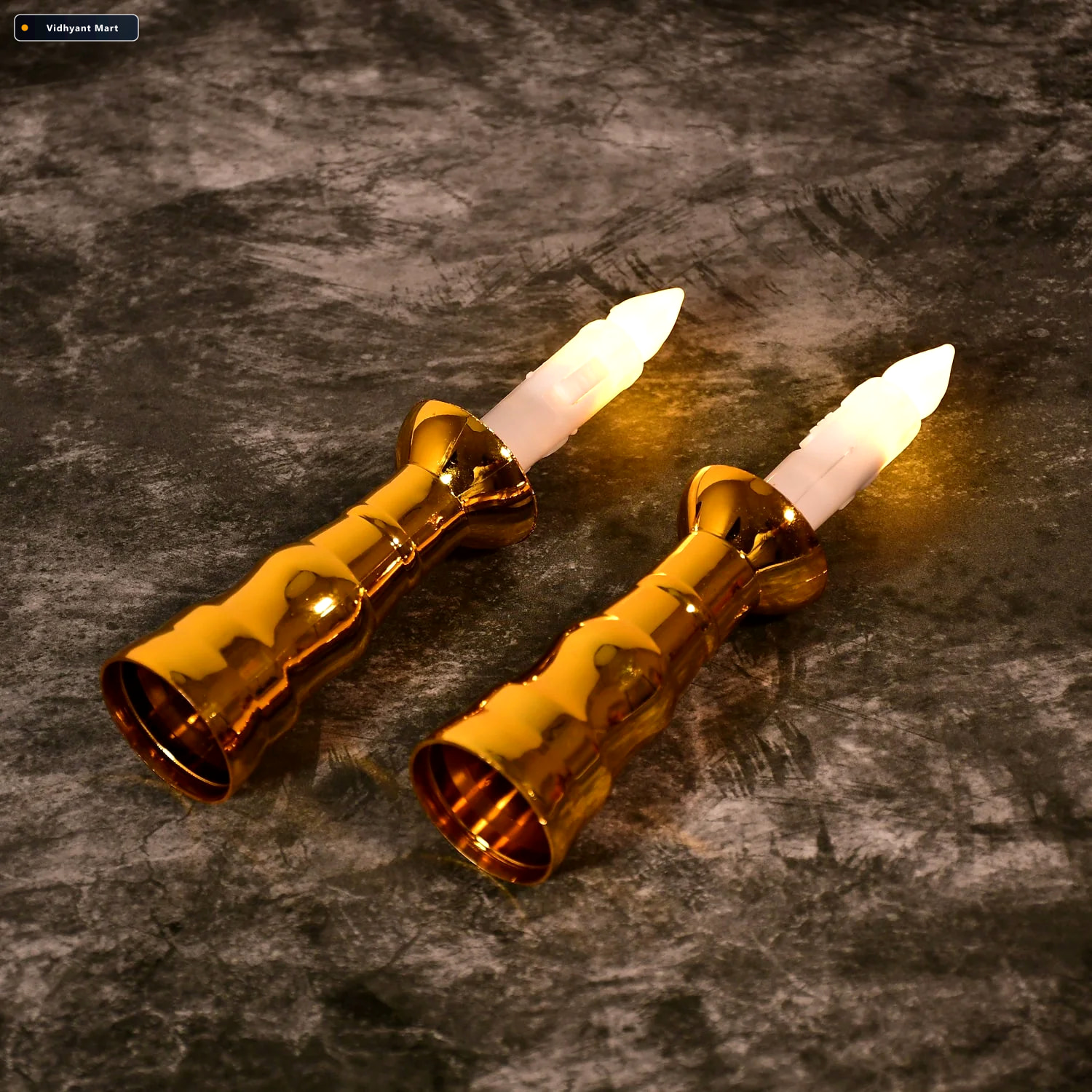 Vidhyant Mart Flameless Led Candle Lights Gold Base Suction Cups 4