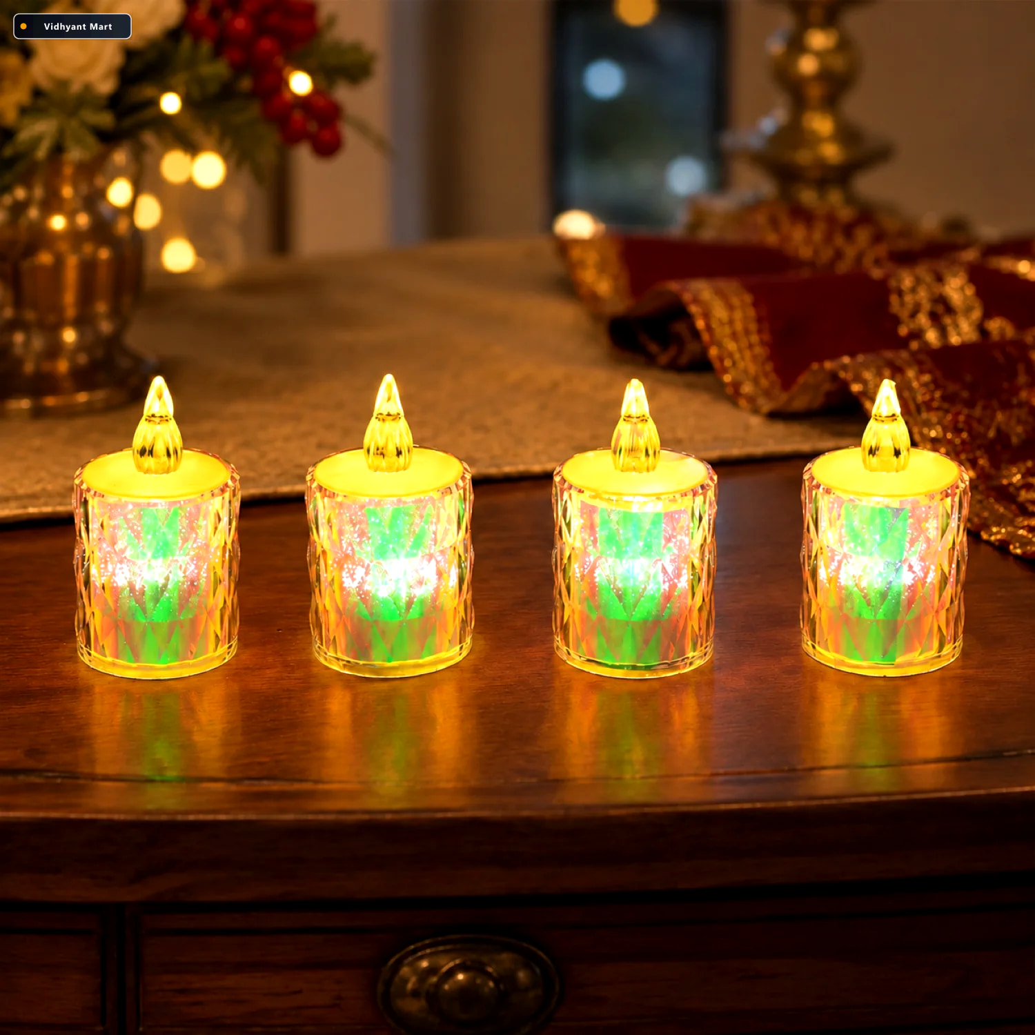 Vidhyant Mart Flameless Led Candles 4 Pc Decorative Tea Light Se 1
