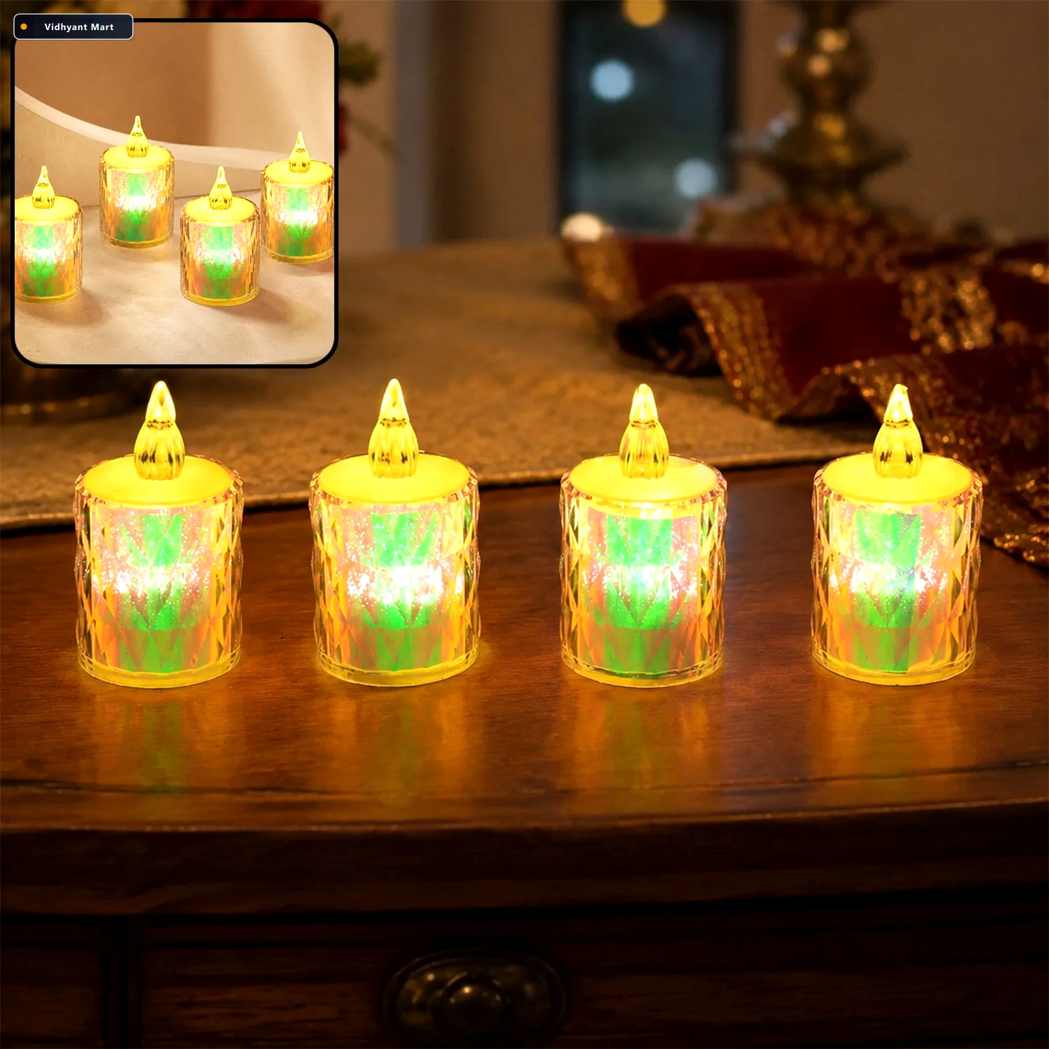 Vidhyant Mart Flameless Led Candles 4 Pc Decorative Tea Light Se 2