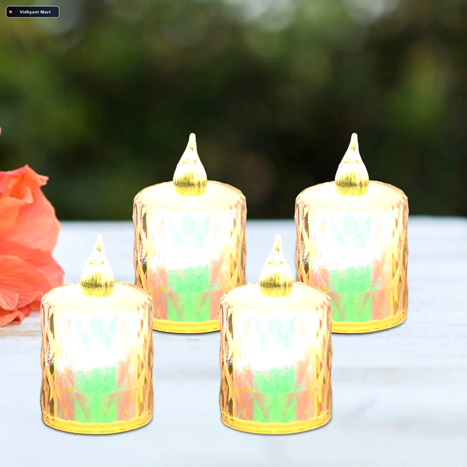 Vidhyant Mart Flameless Led Candles 4 Pc Decorative Tea Light Se 3